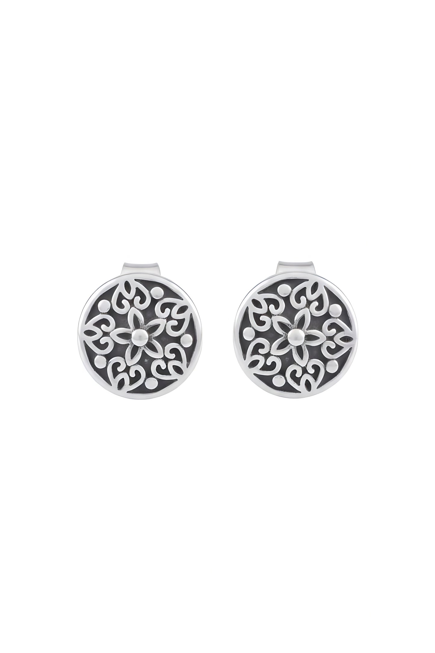 Sterling Silver Women's dainty Bali Filigree Flower Hearts Stud Earrings