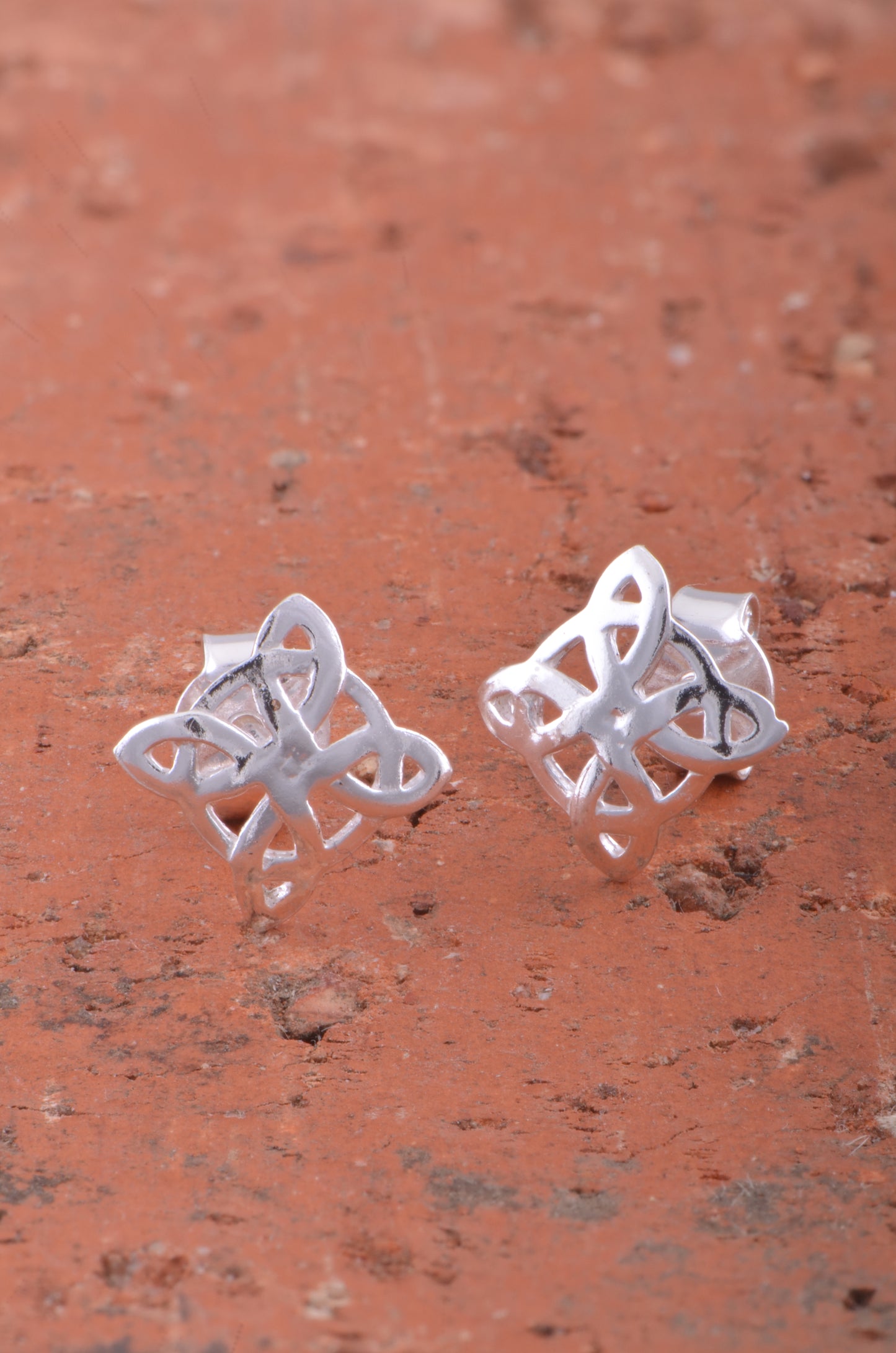 Sterling Silver GIrls Celtic Knot Stud Earrings 0.35in