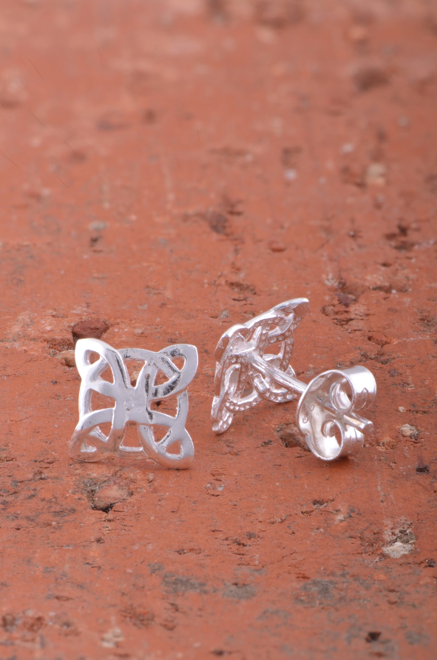 Sterling Silver GIrls Celtic Knot Stud Earrings 0.35in