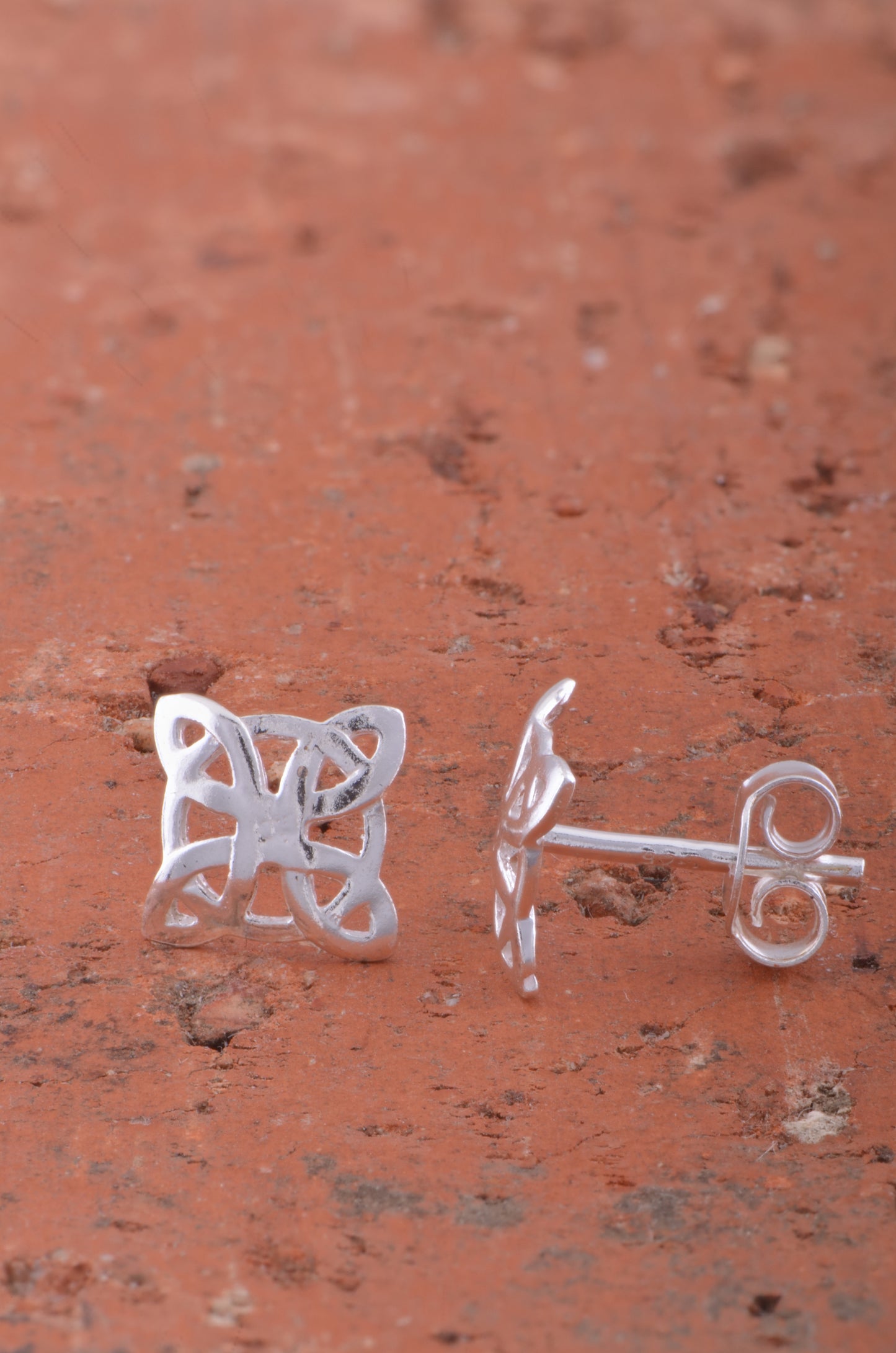 Sterling Silver GIrls Celtic Knot Stud Earrings 0.35in