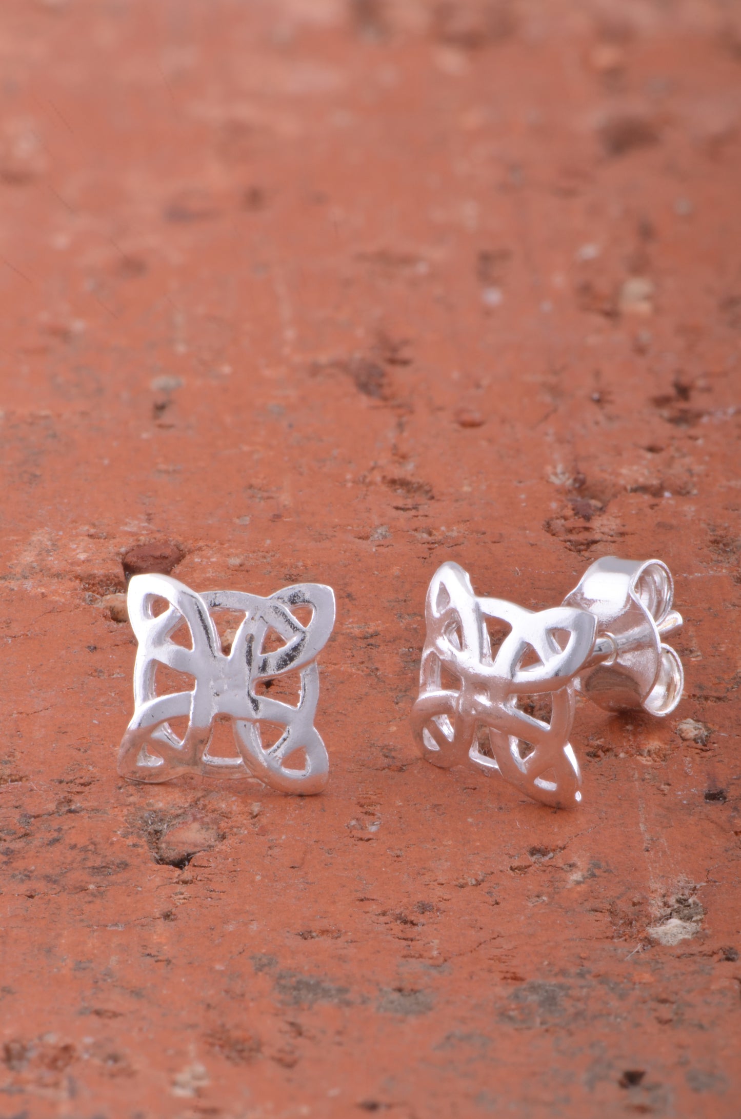 Sterling Silver GIrls Celtic Knot Stud Earrings 0.35in