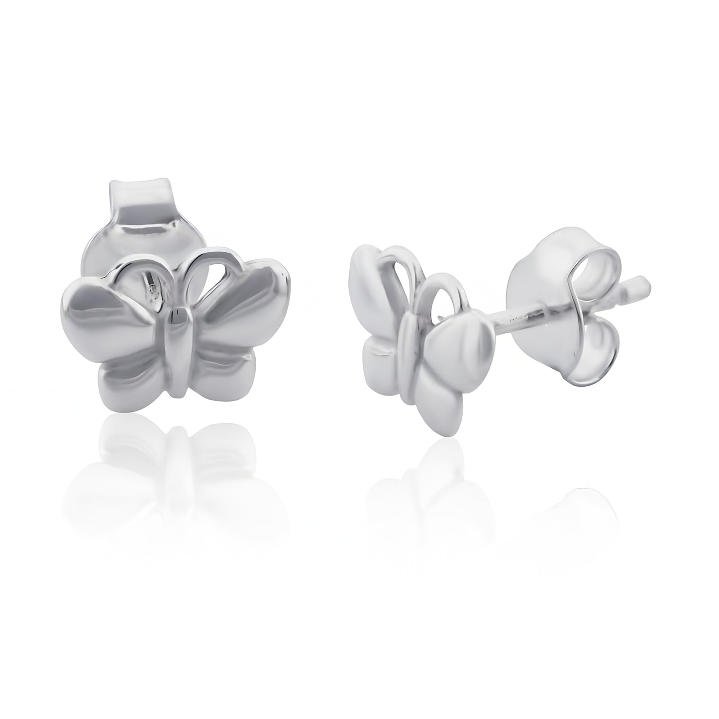 Sterling Silver Girls Small Butterfly Stud Earrings, 8mm
