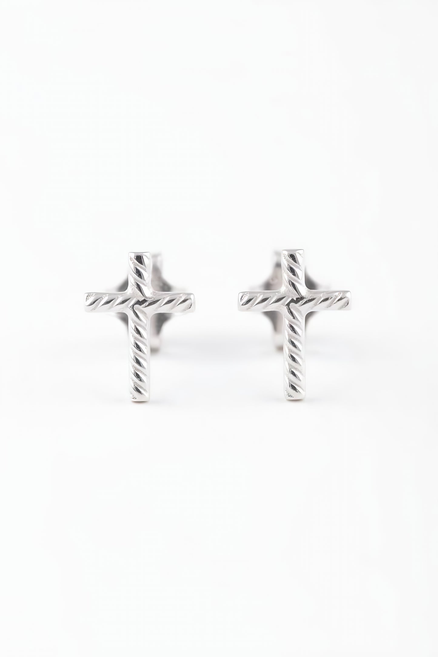 Sterling Silver Ladies Dainty Christian Cross Stud Earrings, 8mm