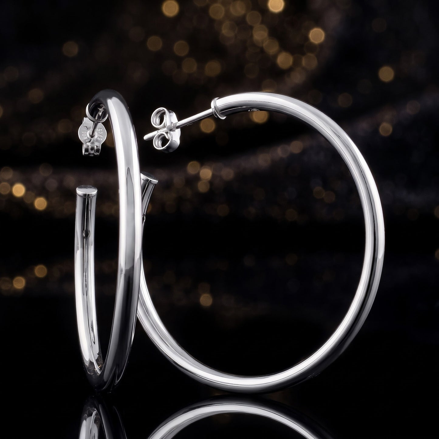 Sterling Silver 35mm Hoop Earrings for Women, 2.5mm Polished Endless Hoops, Everyday Jewelry Gift view 3