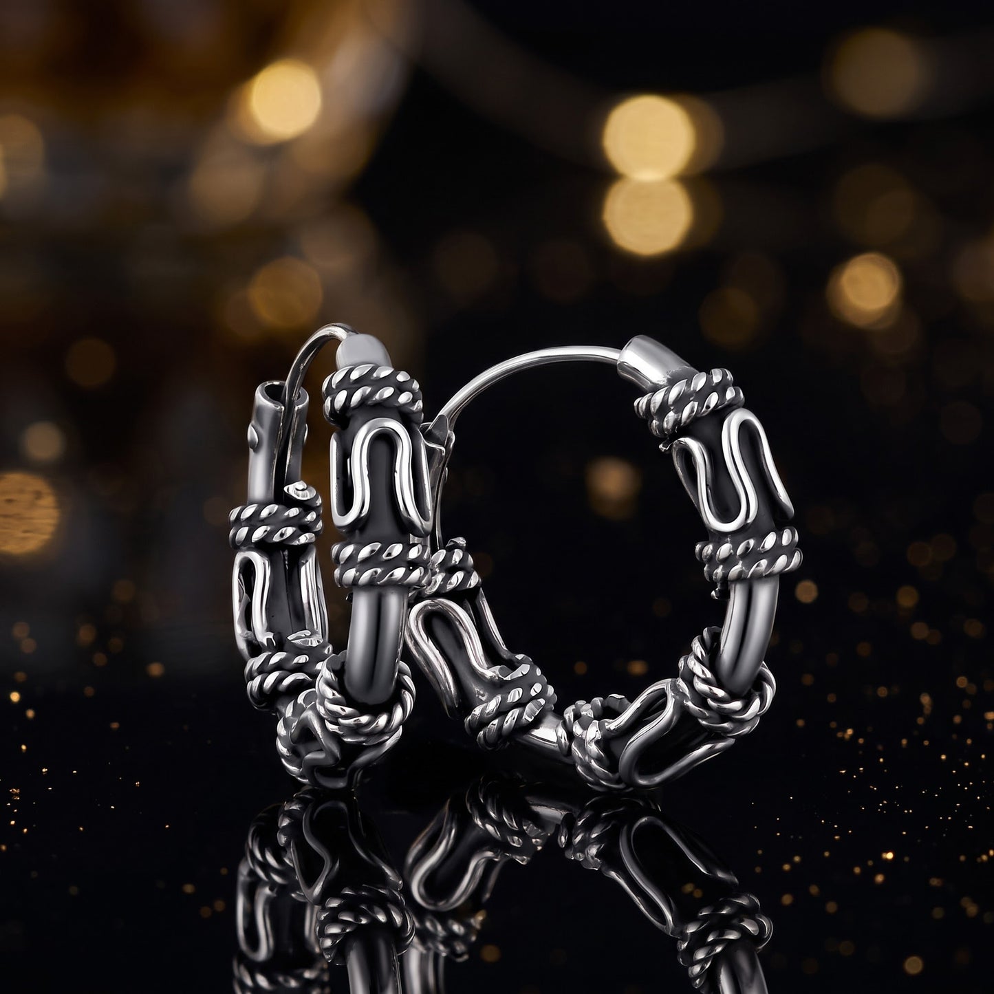 Sterling Silver Bali Rope and Swirl Hoop Earrings for Women, Sterling Hoops, Dainty Everyday Jewelry Gift view 3