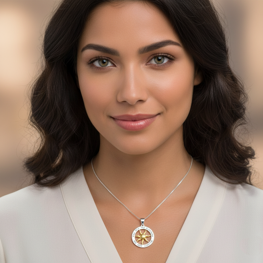 Sterling Silver Two Tone You are my Sunshine my Only Sunshine Necklace 18"