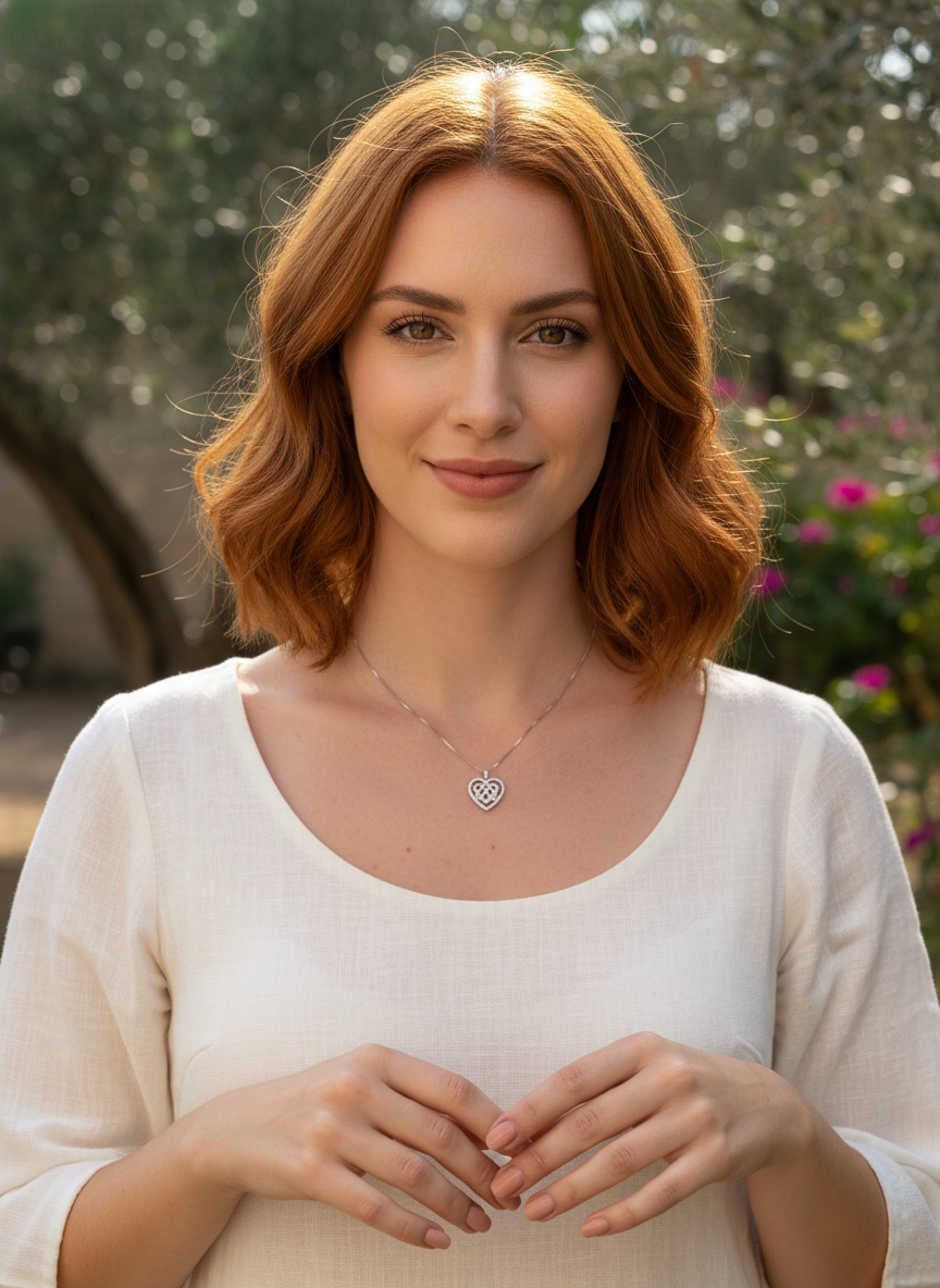 Sterling Silver CZ Celtic Knot Heart Necklace, 18" | SilverCloseOut