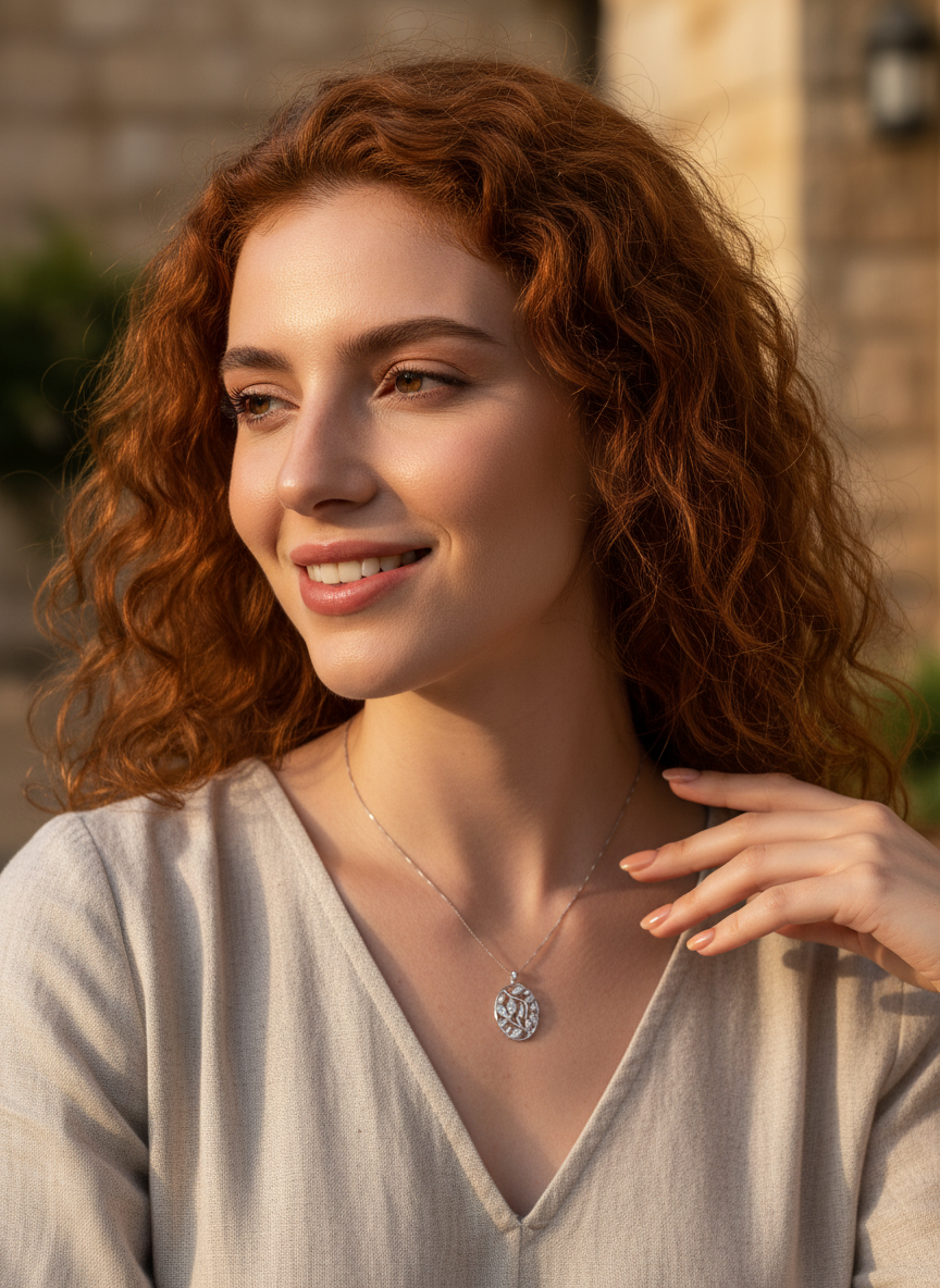 Rhodium-Plated Sterling Silver Women's CZ Filigree Ivy Vine Pendant Necklace