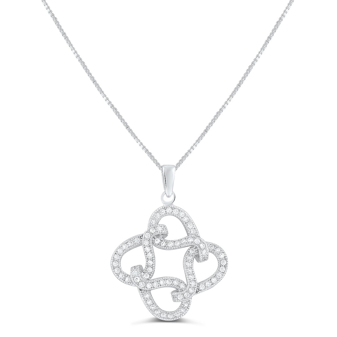 Sterling Silver CZ Infinity love Knot Necklace, 18" | SilverCloseOut