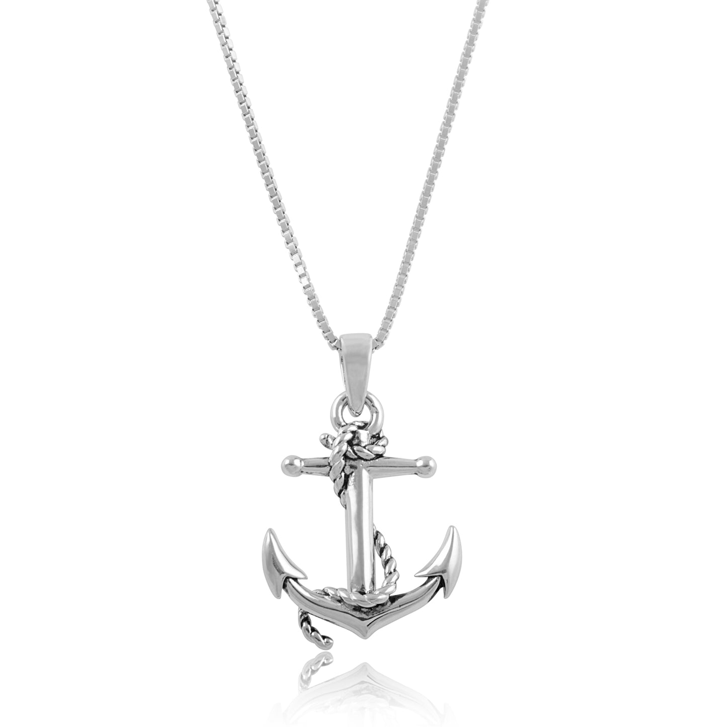 Sterling Silver Nautical Anchor Necklace | SilverCloseOut