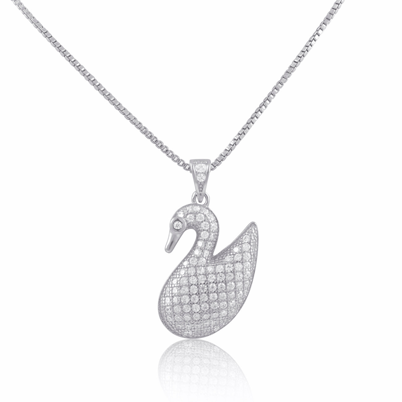 Sterling Silver CZ Swan Necklace | SilverCloseOut