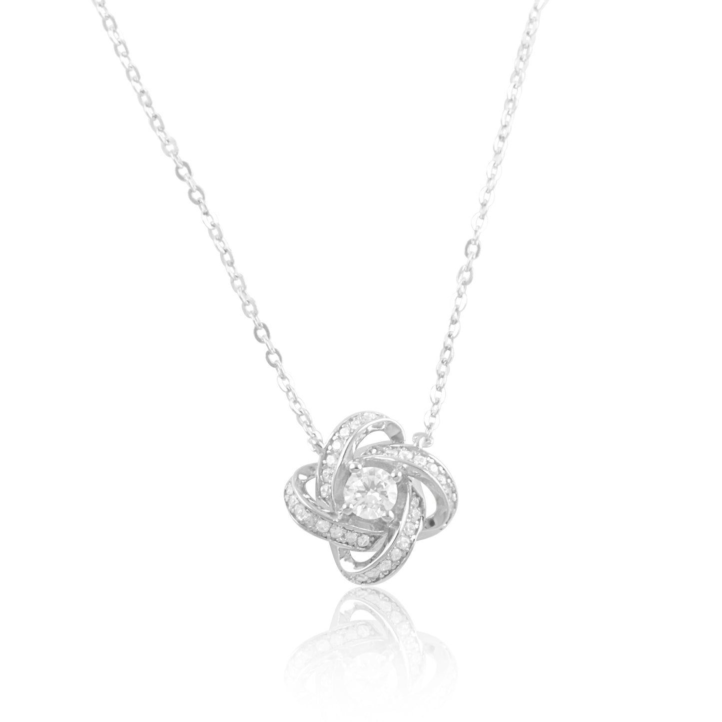 Sterling Silver CZ Infinity Knot Necklace | SilverCloseOut