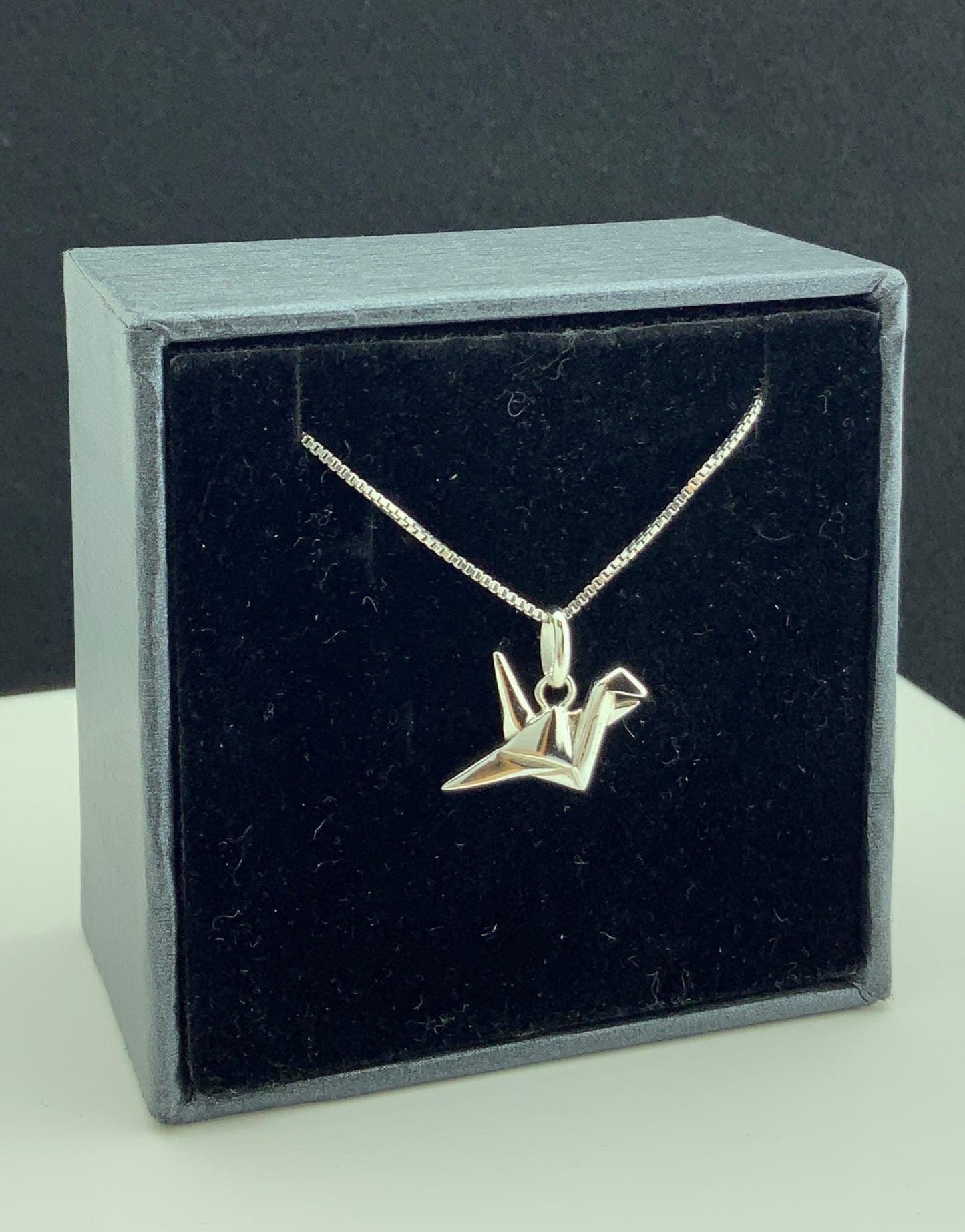 Sterling Silver Ladies Dainty Origami Crane Charm Necklace | SilverCloseOut