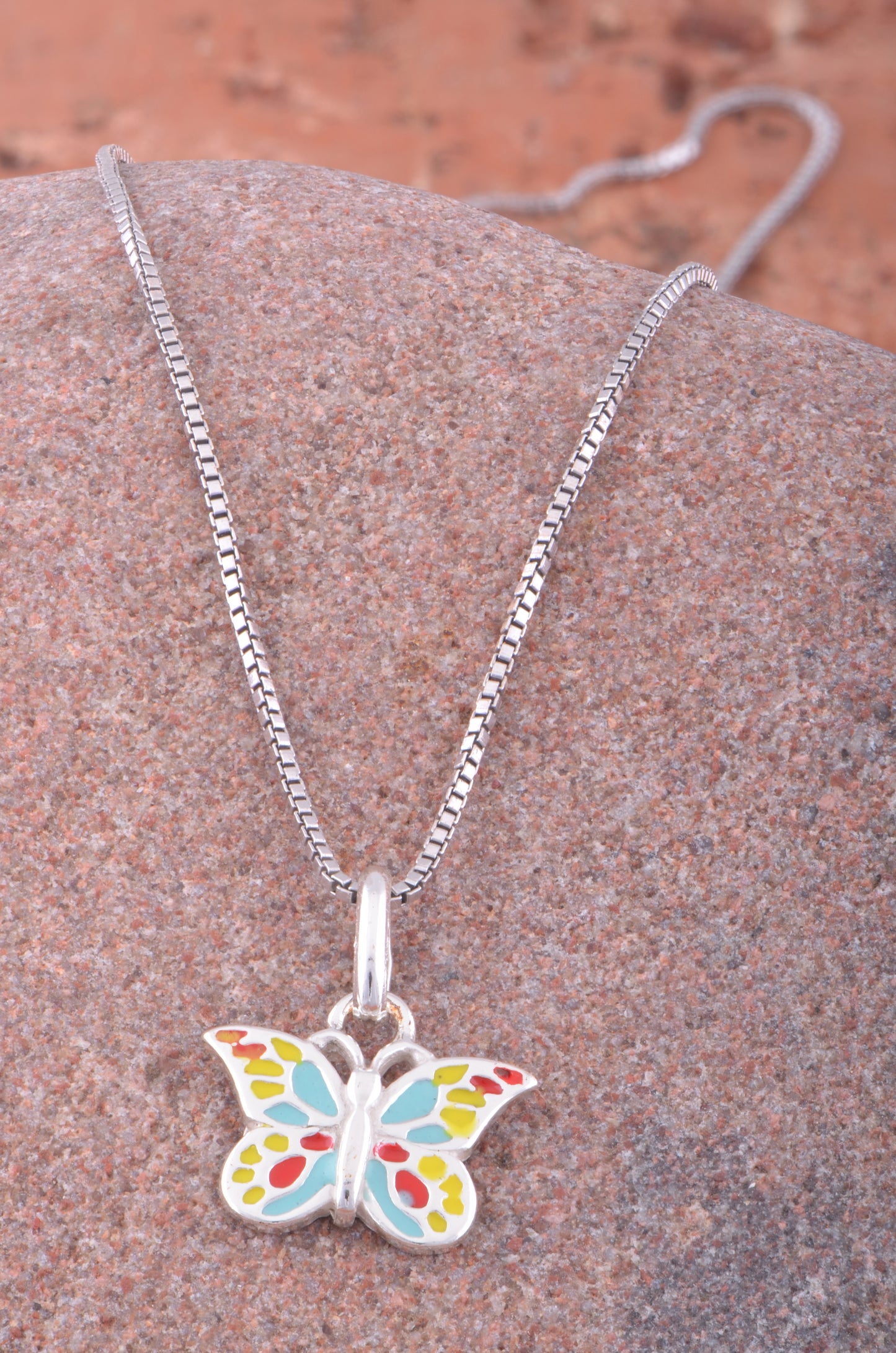 Sterling Silver MultiColored Butterfly Necklace | SilverCloseOut