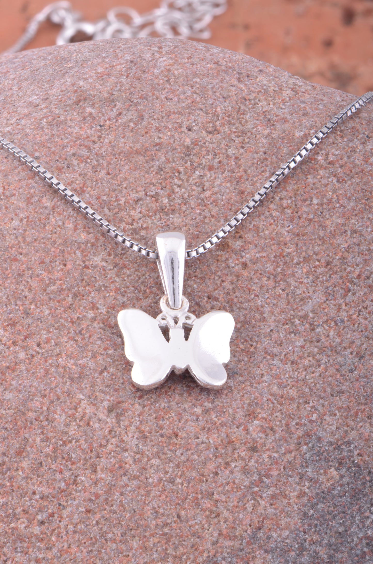 Sterling Silver Red Butterfly Necklace | SilverCloseOut
