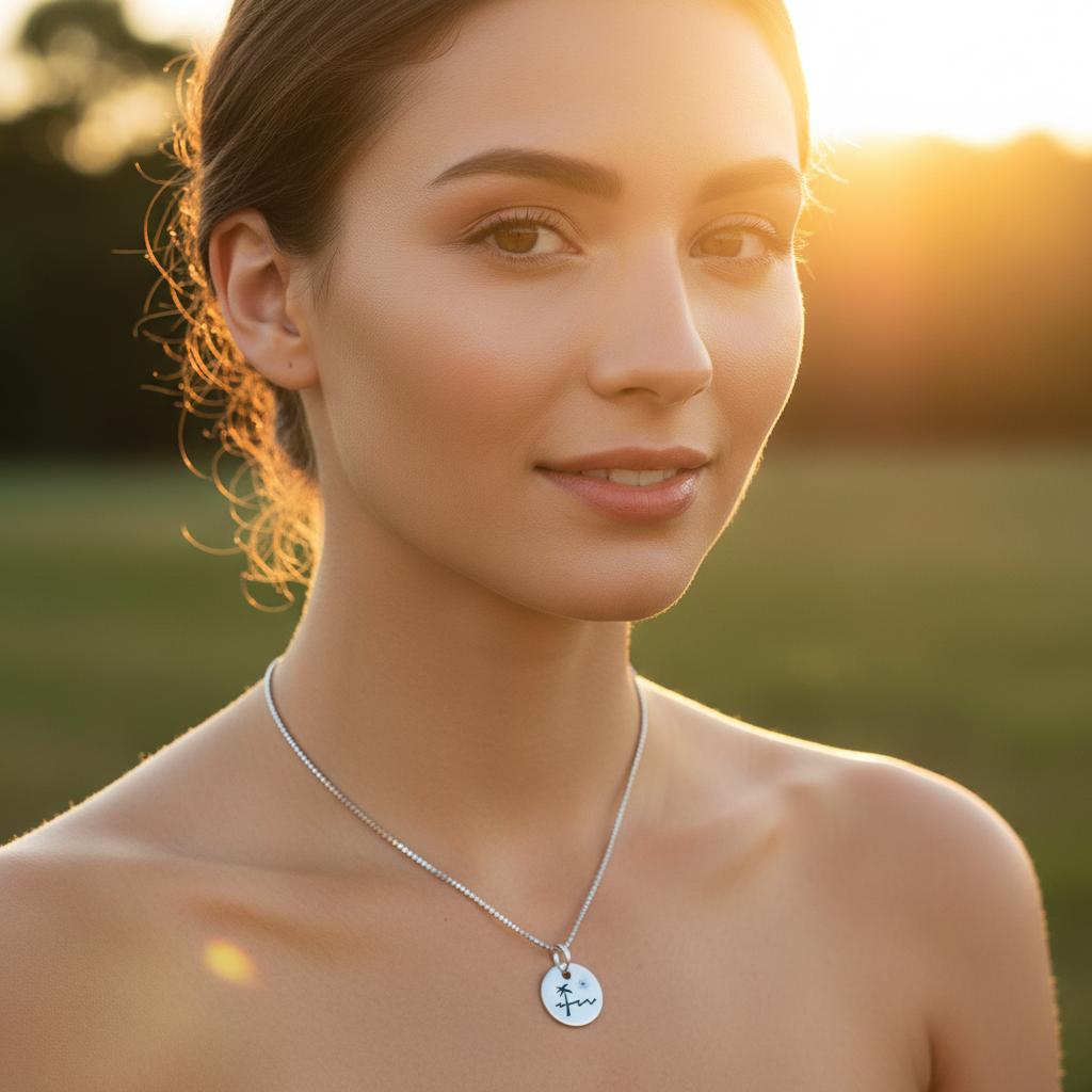 Sterling Silver Palm Tree Paradise Necklace | SilverCloseOut