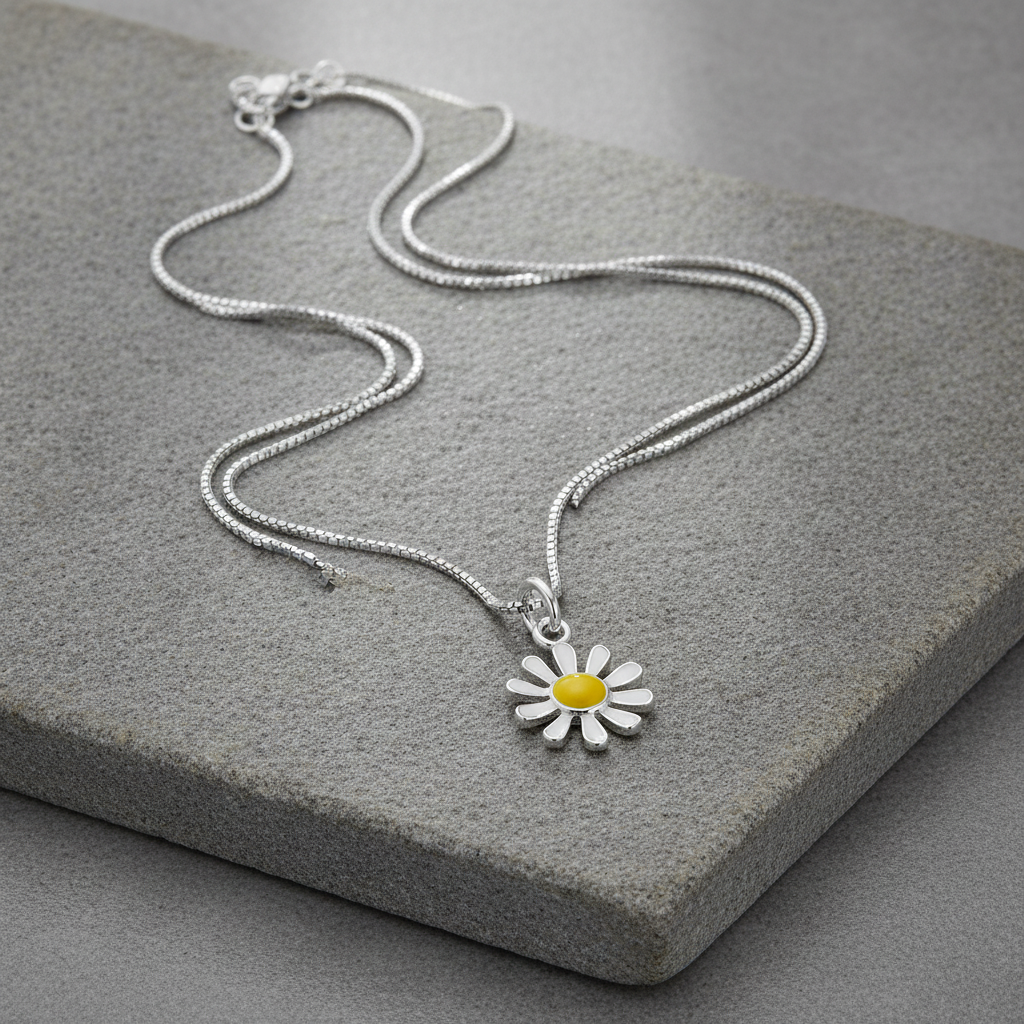Sterling Silver Daisy Flower Necklace