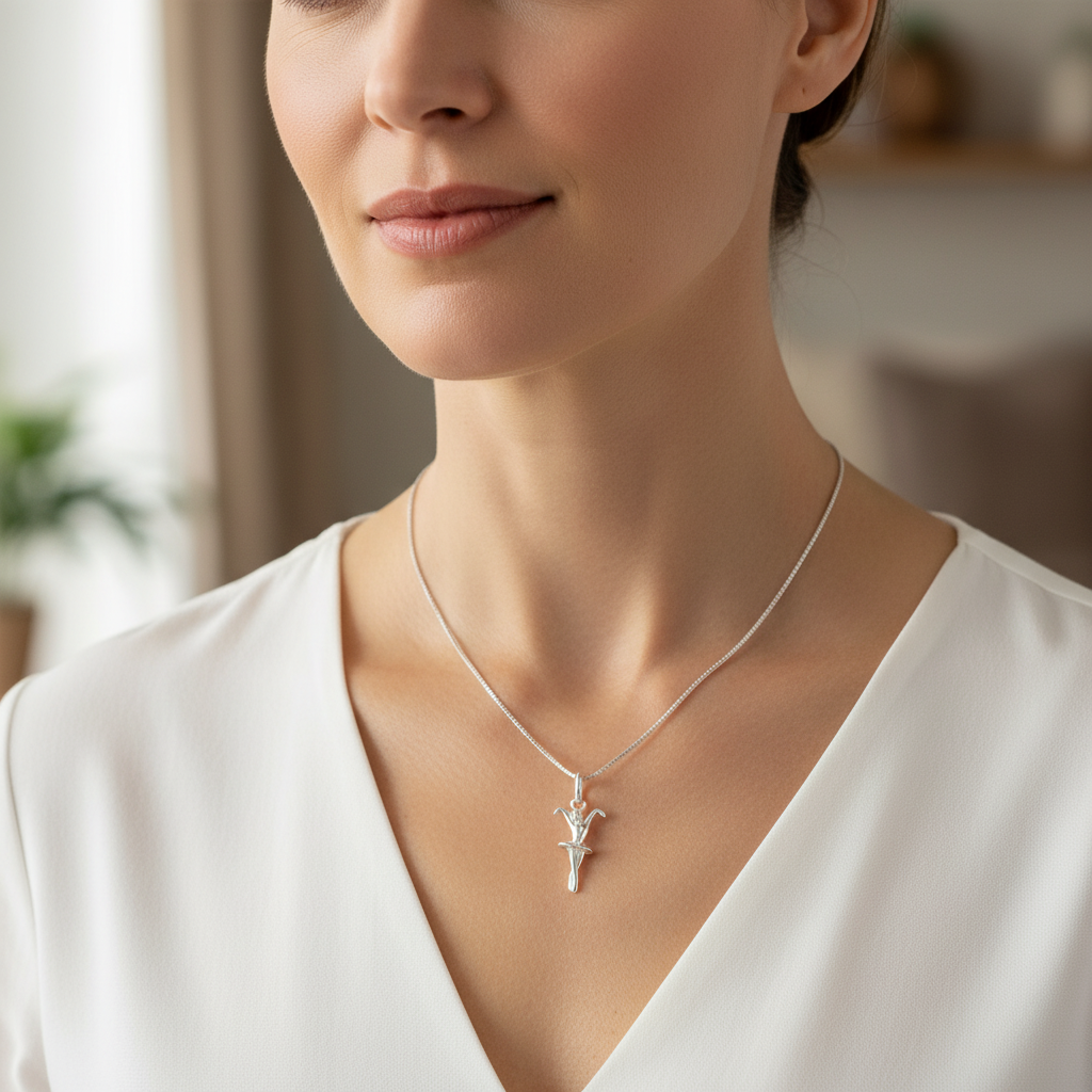 Sterling Silver Ballerina Dancer Necklace Silver Girls Ballerina Charm Necklace