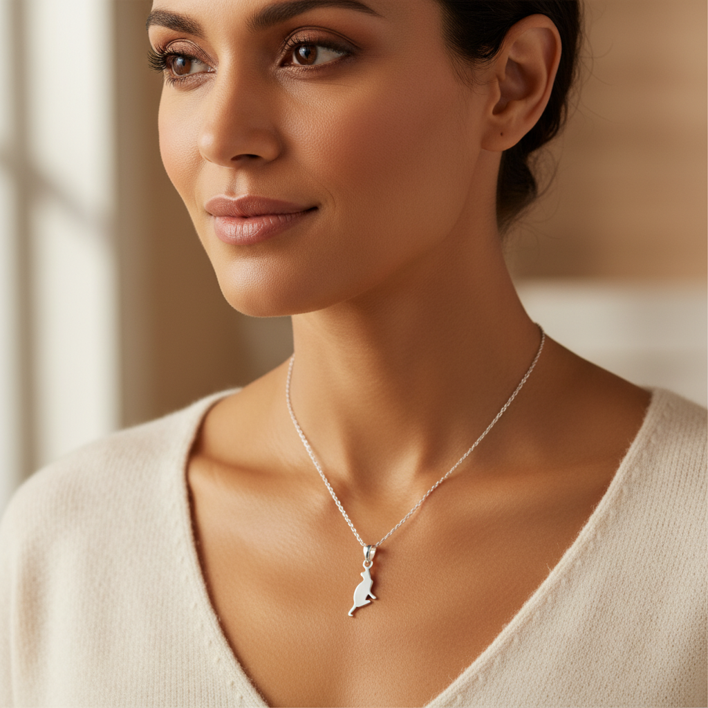 Sterling Silver Cat Pendant Necklace, Sterling Silver Cat Pendant for Women