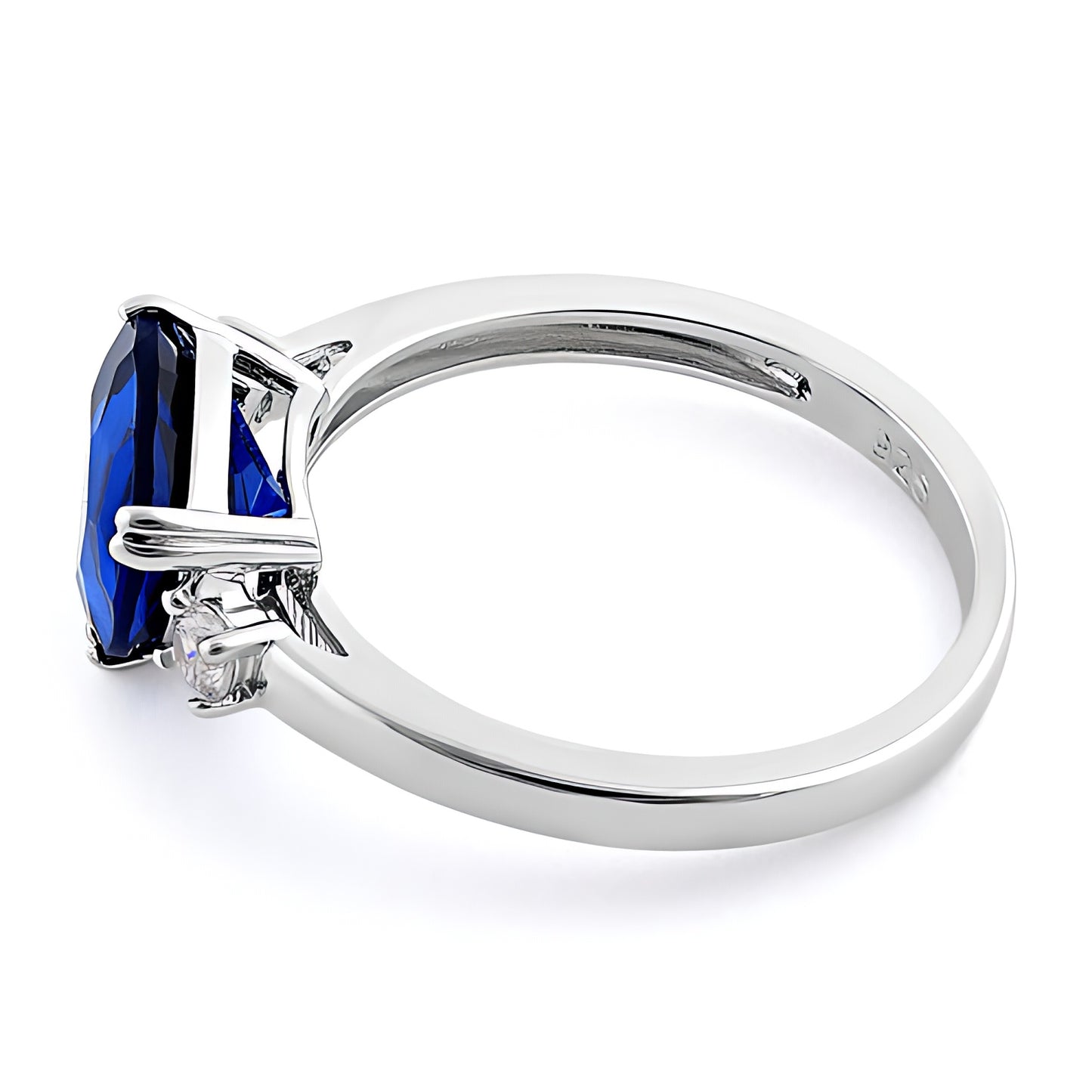 Sterling Silver Trillion Cut Blue Spinel CZ Ring for Women, Trillion Cubic Zirconia, Promise Ring Gift view 4