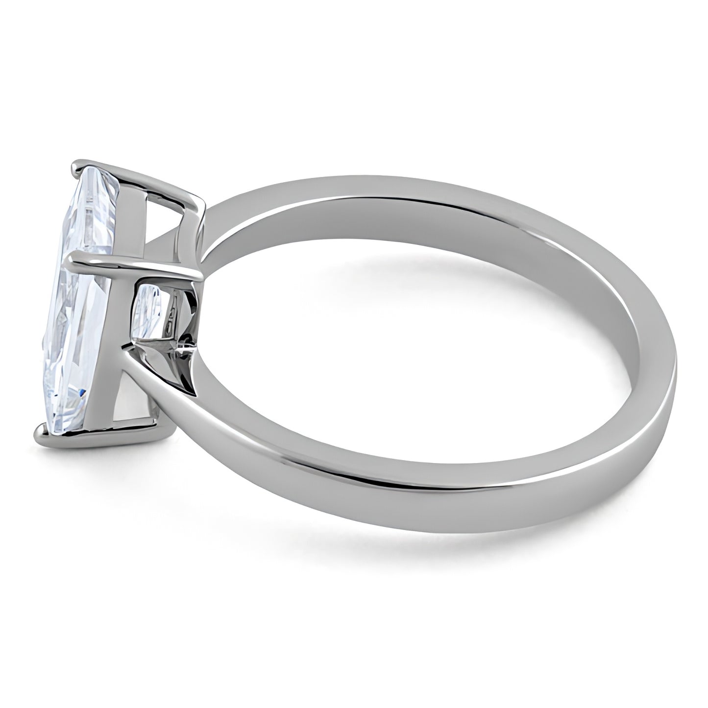 Sterling Silver Solitaire Emerald Cut Clear CZ Ring for Women, Emerald Cubic Zirconia, Promise Ring Gift view 4