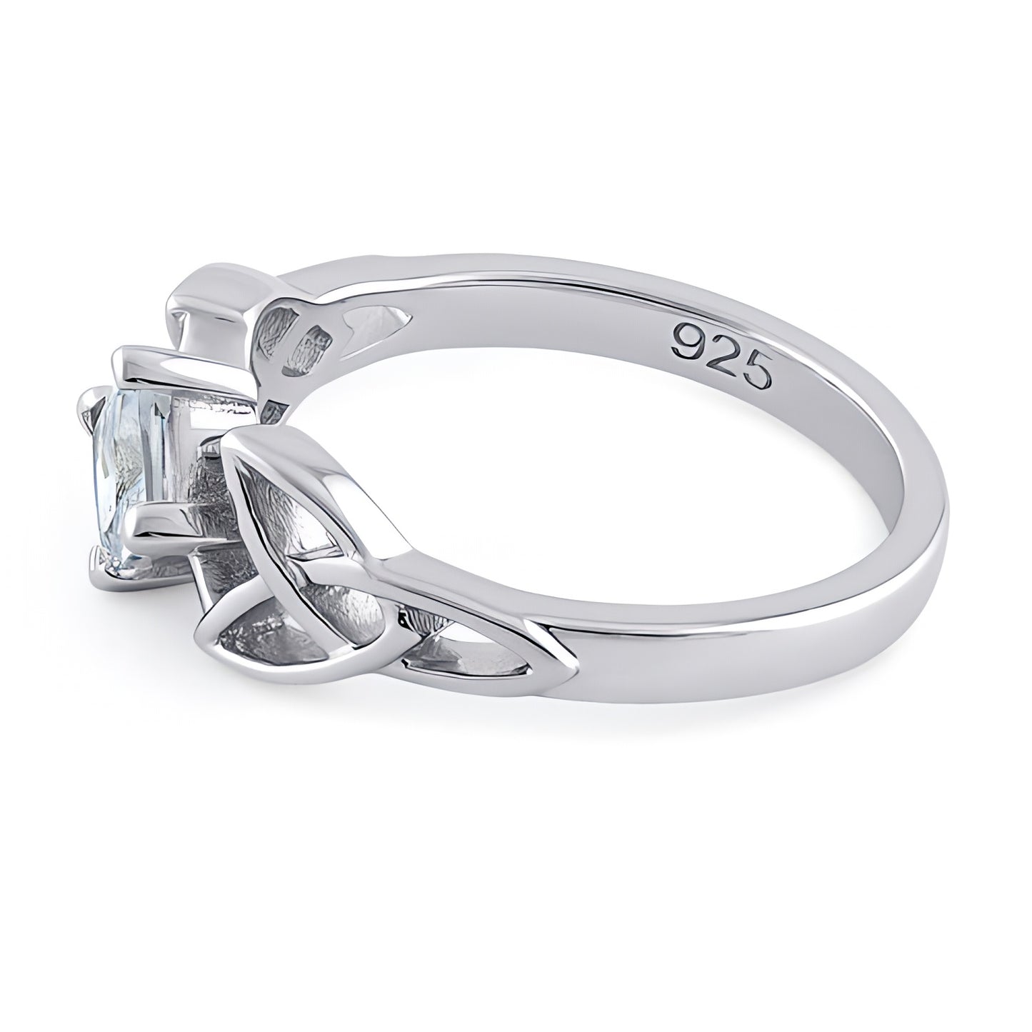 Sterling Silver Celtic Princess Cut Clear CZ Ring for Women, Princess Cubic Zirconia, Promise Ring Gift view 4