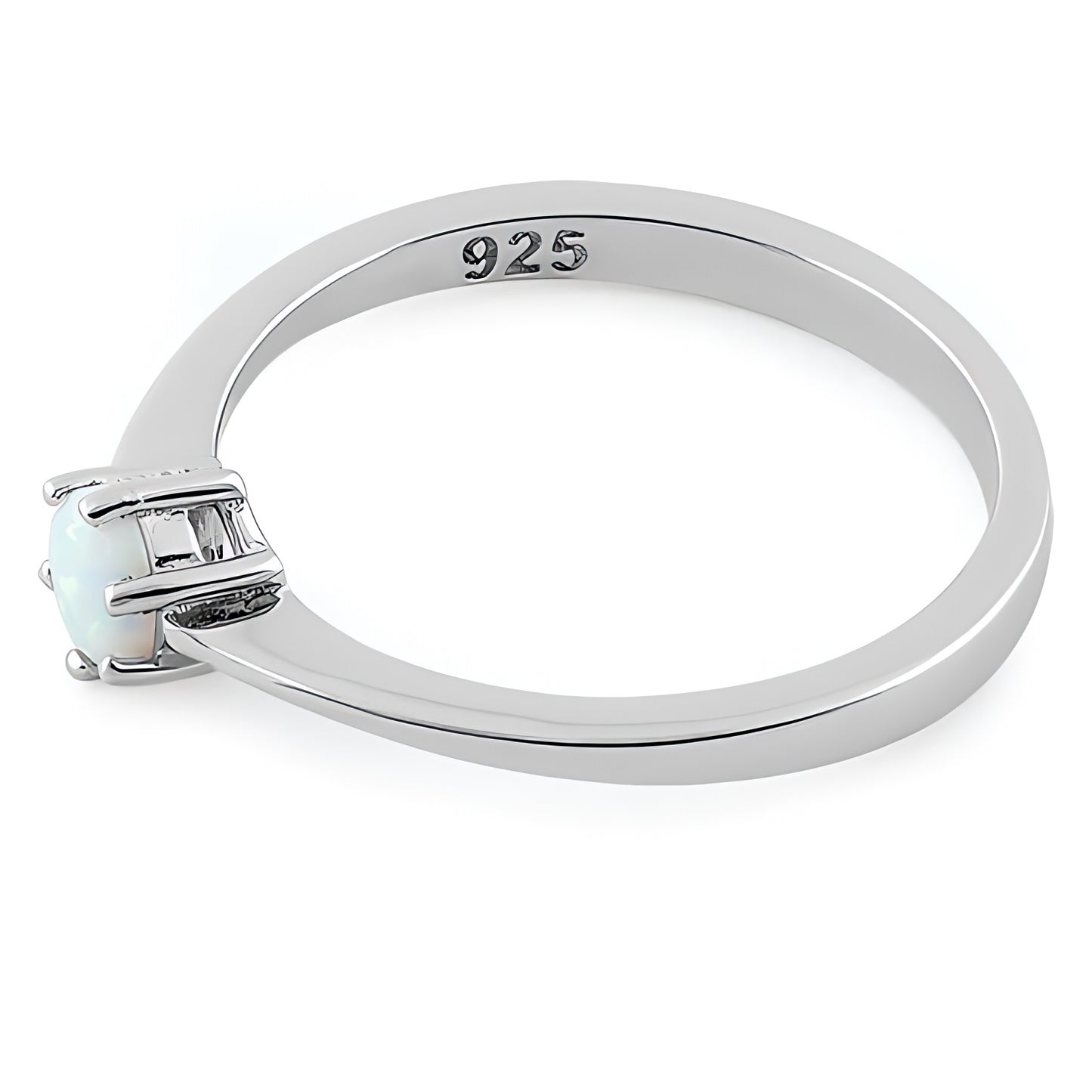 Sterling Silver Round White Lab Opal Ring for Women, Round CZ & Lab Opal, Promise Ring Gift view 4