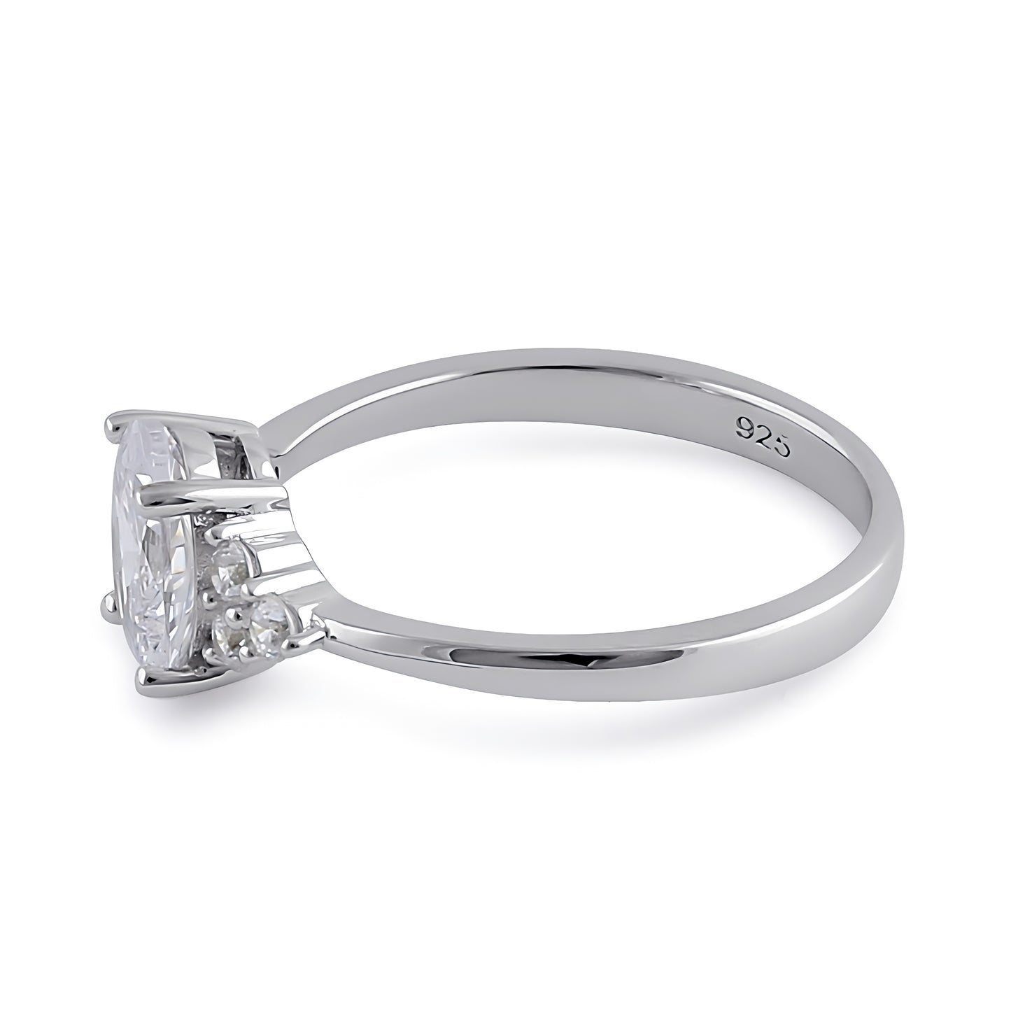 Sterling Silver Clear Oval CZ Engagement Ring for Women, Oval Cubic Zirconia, Promise Ring Gift view 4