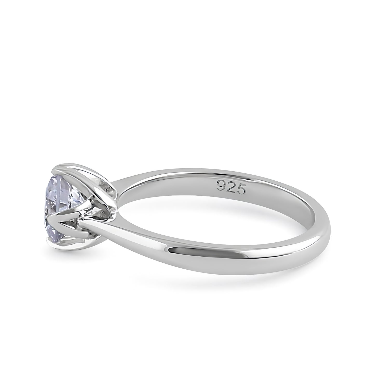 Sterling Silver 6.5mm Clear CZ Four Crossed Prong Setting Ring for Women, Cubic Zirconia, Promise Ring Gift view 4