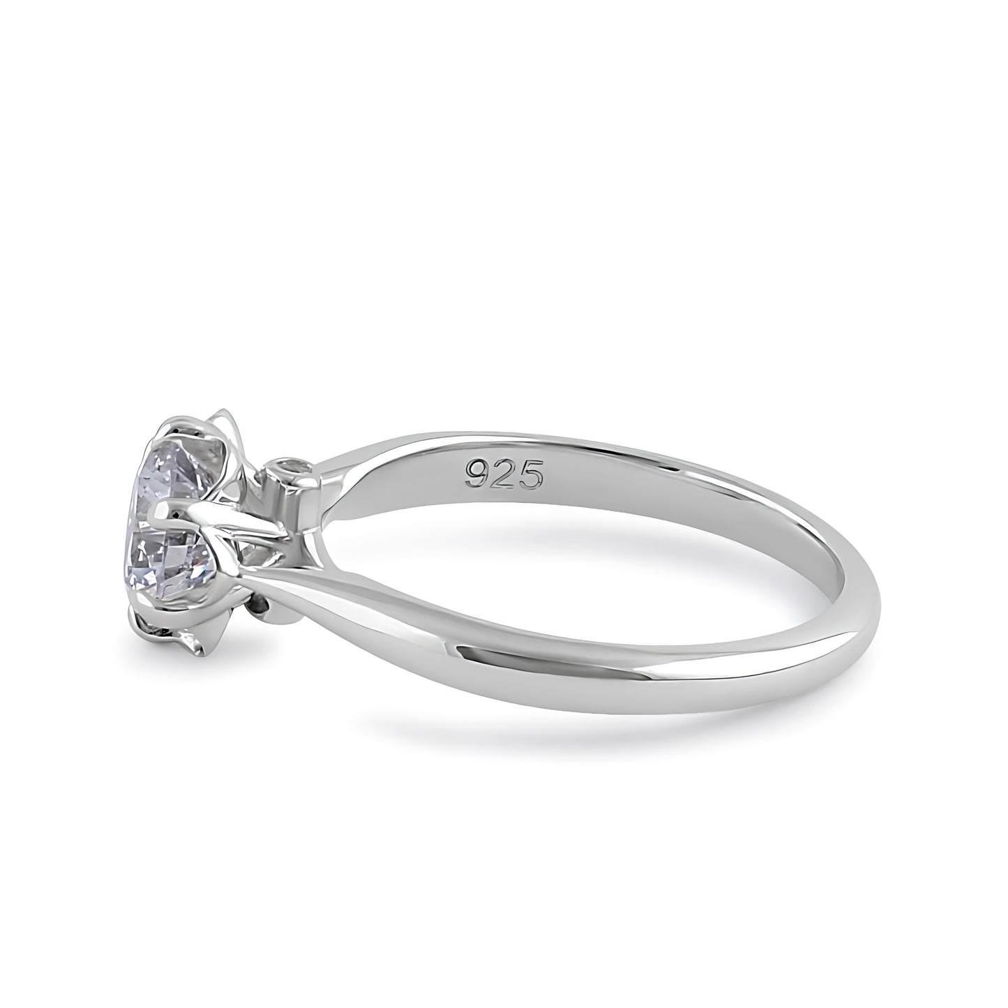 Sterling Silver 6.5mm Clear CZ Small Flower Setting Ring for Women, Cubic Zirconia, Promise Ring Gift view 4