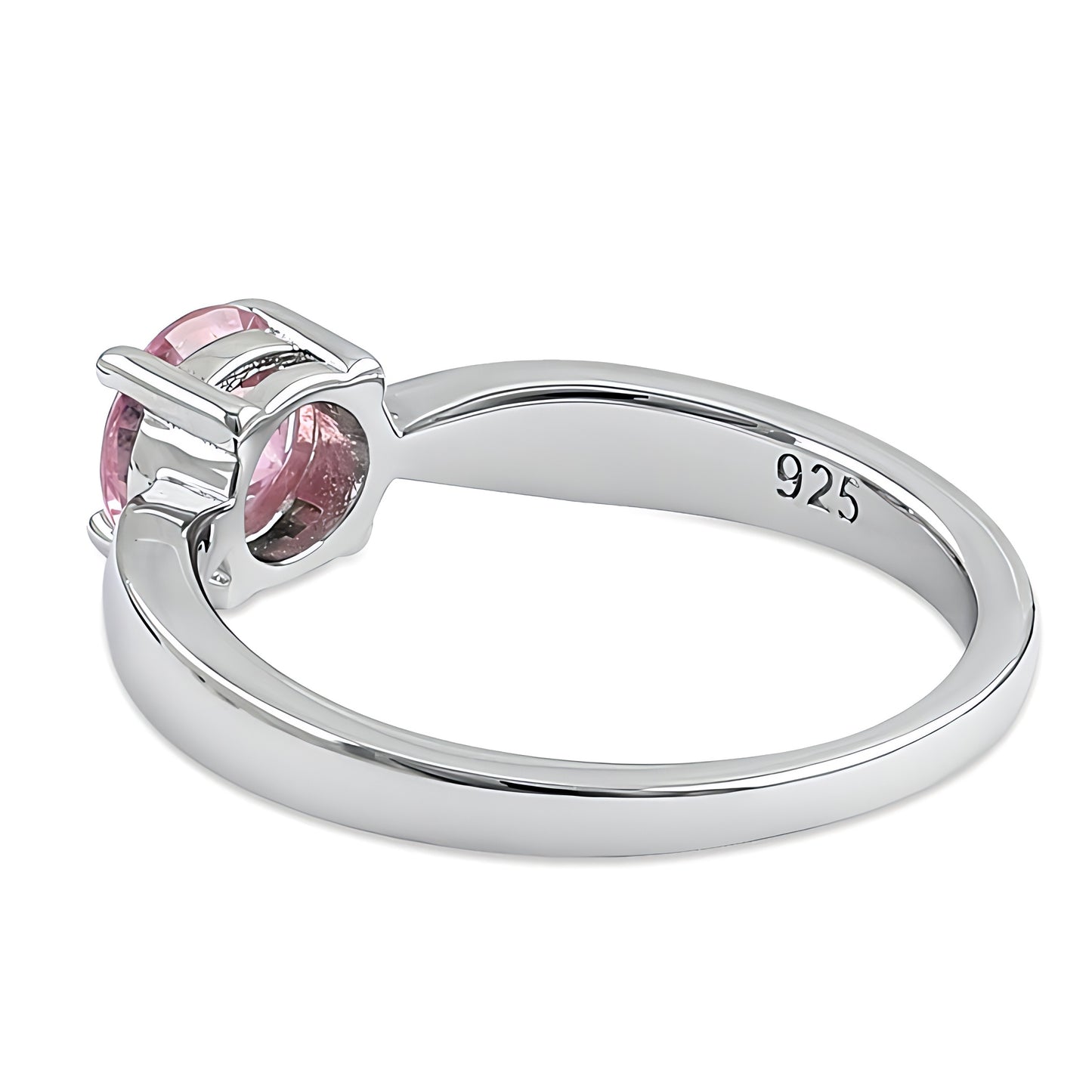 Sterling Silver 6mm Round Pink CZ Ring for Women, Round Cubic Zirconia, Promise Ring Gift view 4