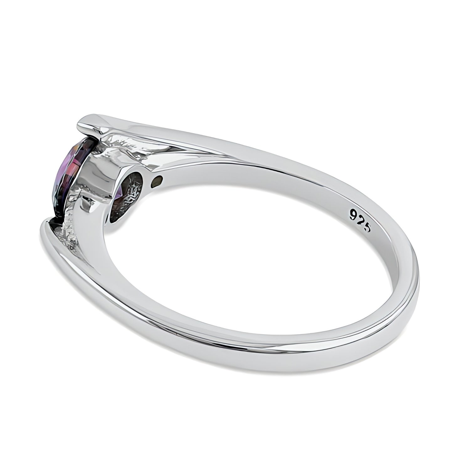 Sterling Silver Stuck In Between Rainbow CZ Ring for Women, Cubic Zirconia, Promise Ring Gift view 4