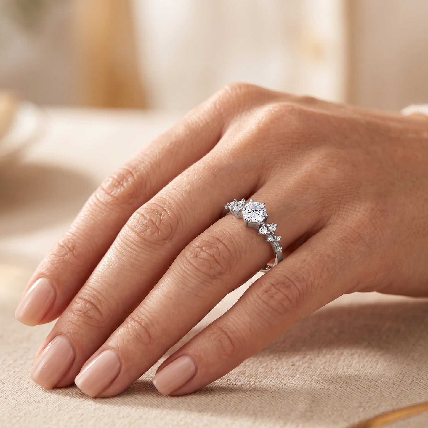 Sterling Silver 5.0mm Shimmer CZ Engagement Ring for Women, Cubic Zirconia, Promise Ring Gift view 5