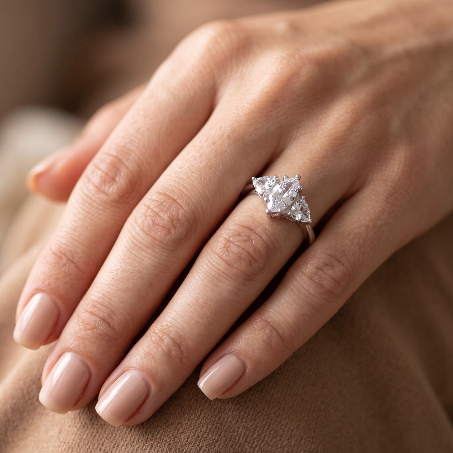 Sterling Silver Marquise Trillion Engagement CZ Ring for Women, Marquise Cubic Zirconia, Promise Ring Gift view 5