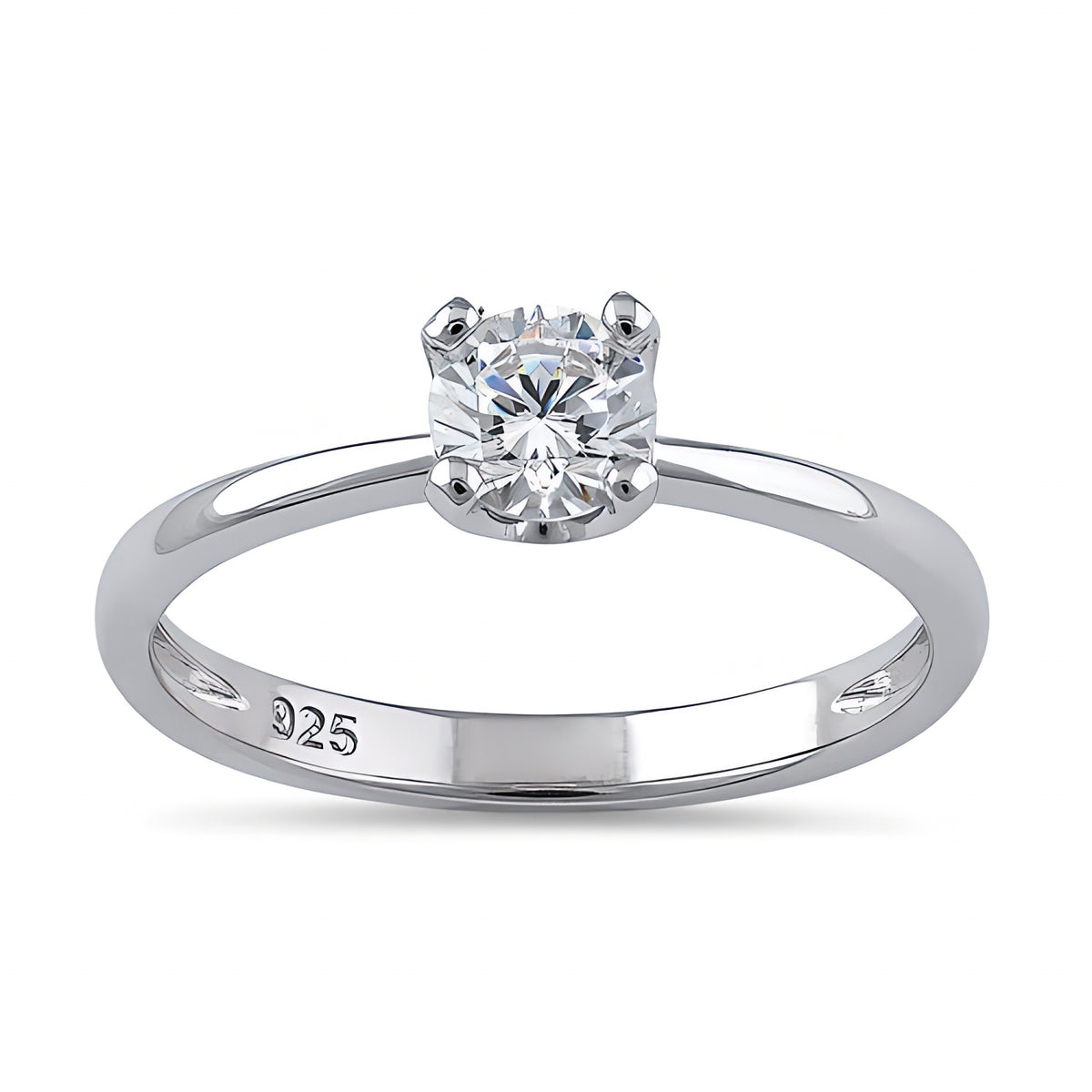 Sterling Silver 5mm Round Cut CZ Ring for Women, Round Cubic Zirconia, Promise Ring Gift view 2