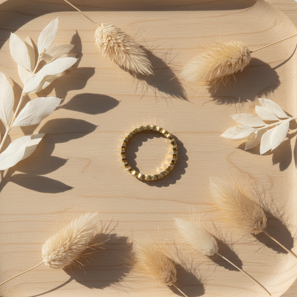 Yellow Gold Vermeil Sterling Silver CZ Thin Stackable Eternity Ring for Women