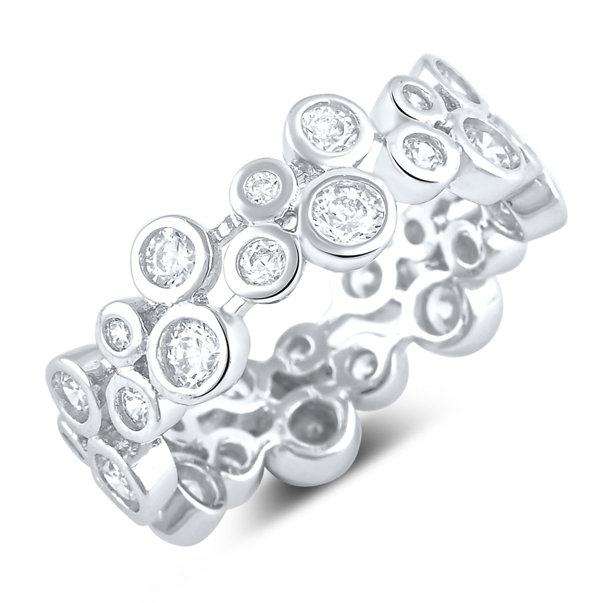 Sterling Silver CZ Double Zig Zag Eternity Ring | SilverCloseOut