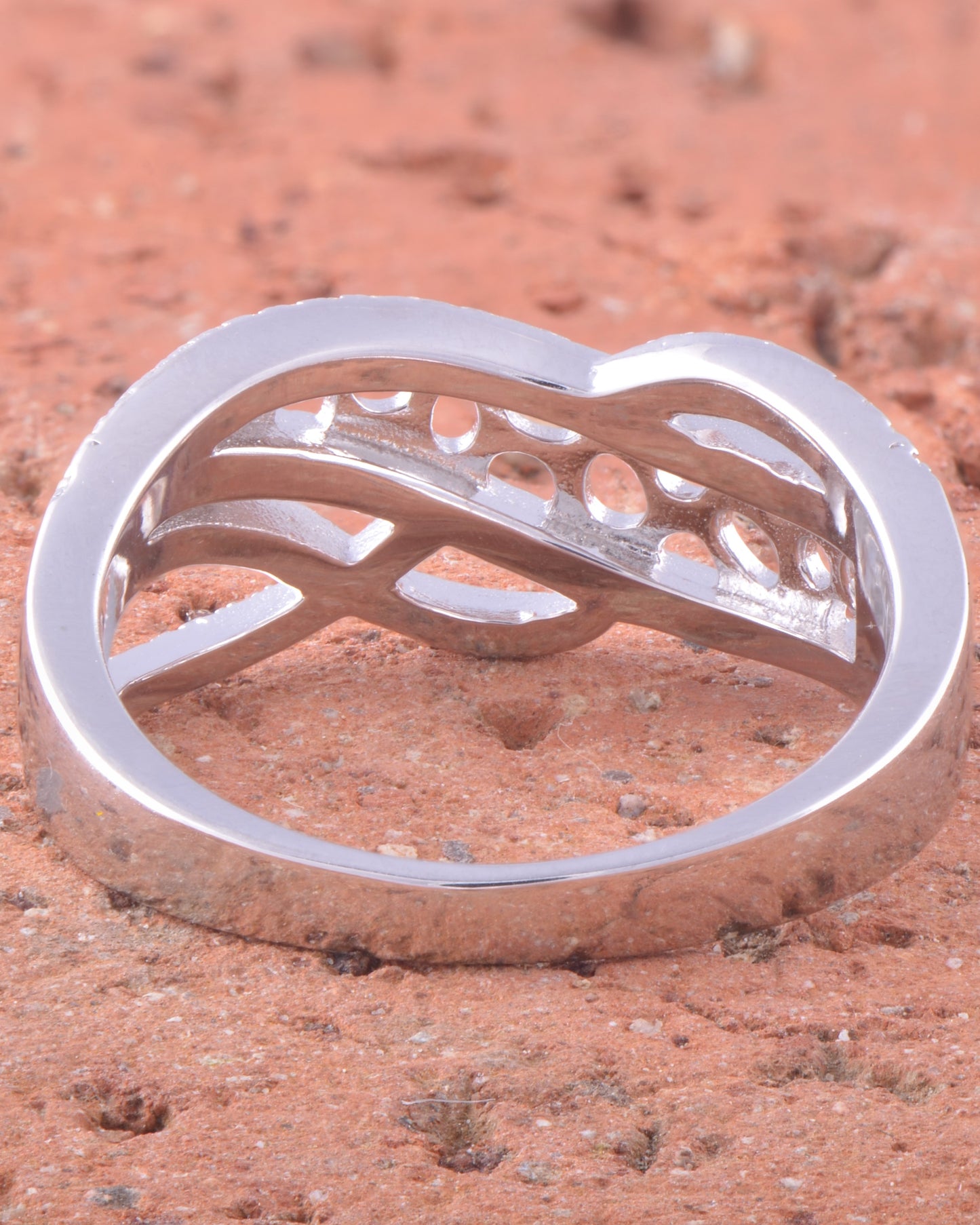 White Gold Over Sterling Silver Womens Cz Free Thread Statement Ring