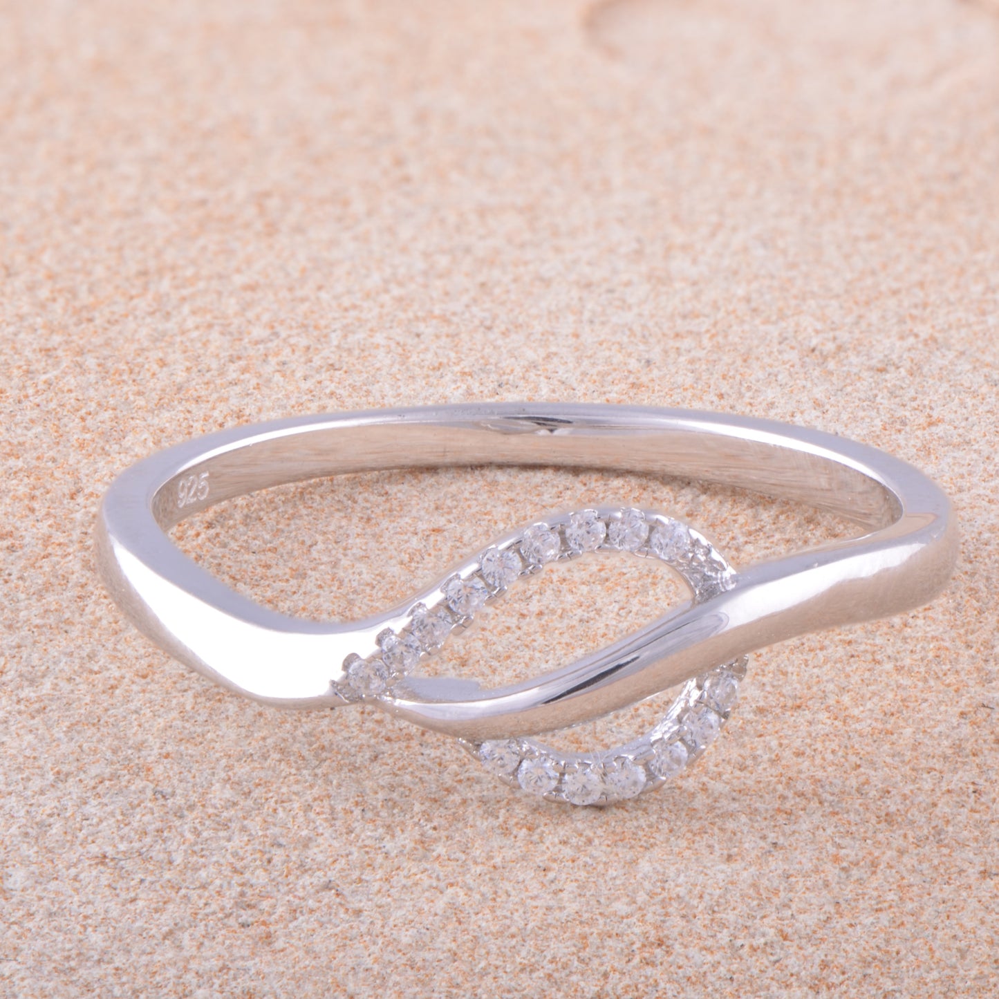 White Gold Over Sterling Silver Women's Cz Delicate Leaf Ring