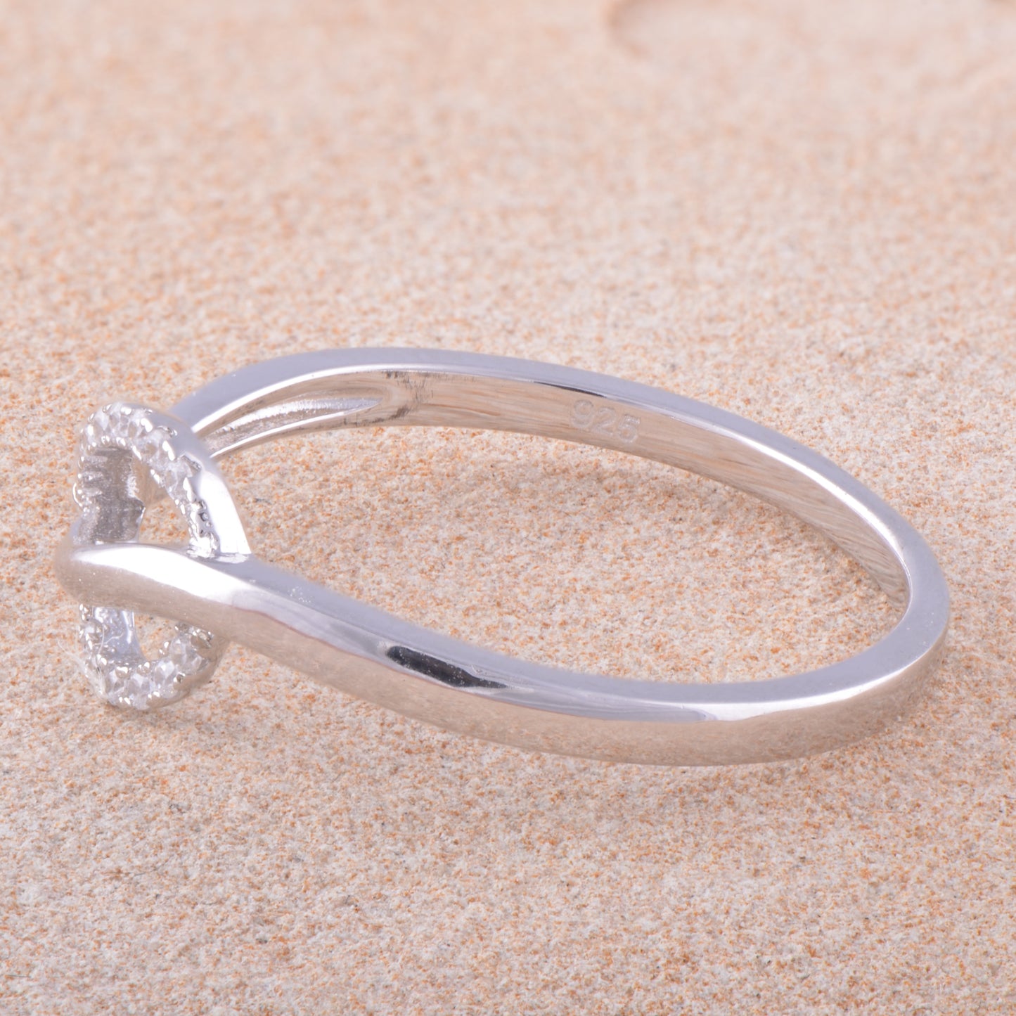 White Gold Over Sterling Silver Women's Cz Delicate Leaf Ring