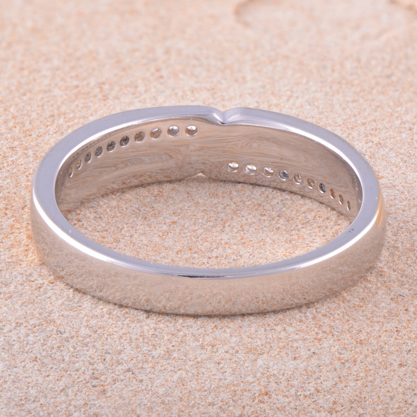 Yellow & White Gold Over Sterling Silver Unisex Cz Swish Ring