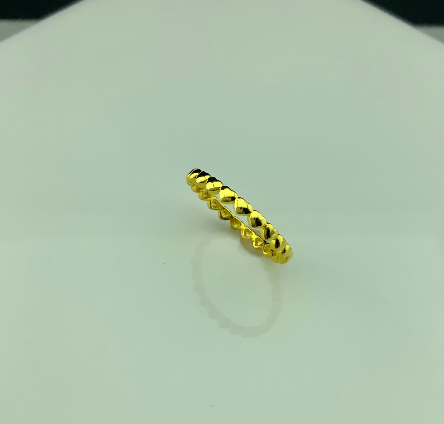 Yellow Gold Over Sterling Silver Repeating Heart Thin Eternity Ring