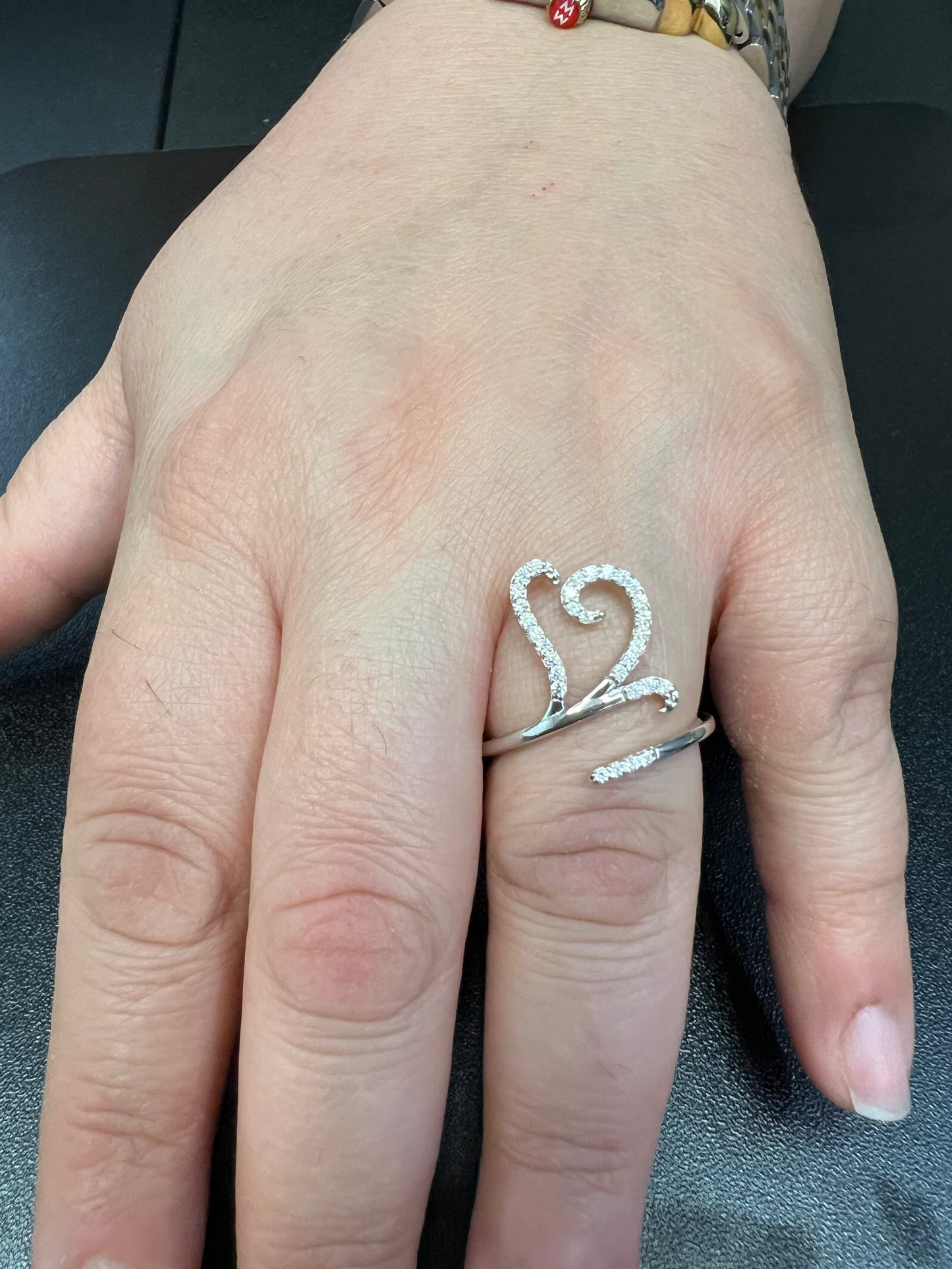 Sterling Silver Wrap Around Open heart Statement Ring | SilverCloseOut