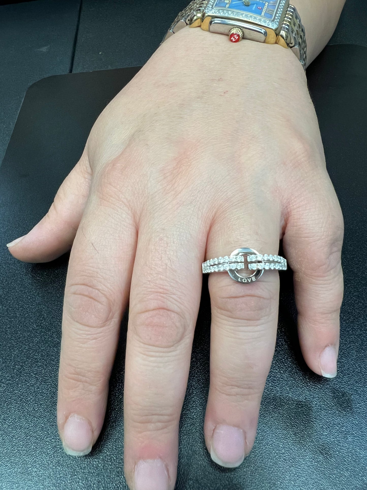 Sterling Silver CZ Circle of Love Statement Ring