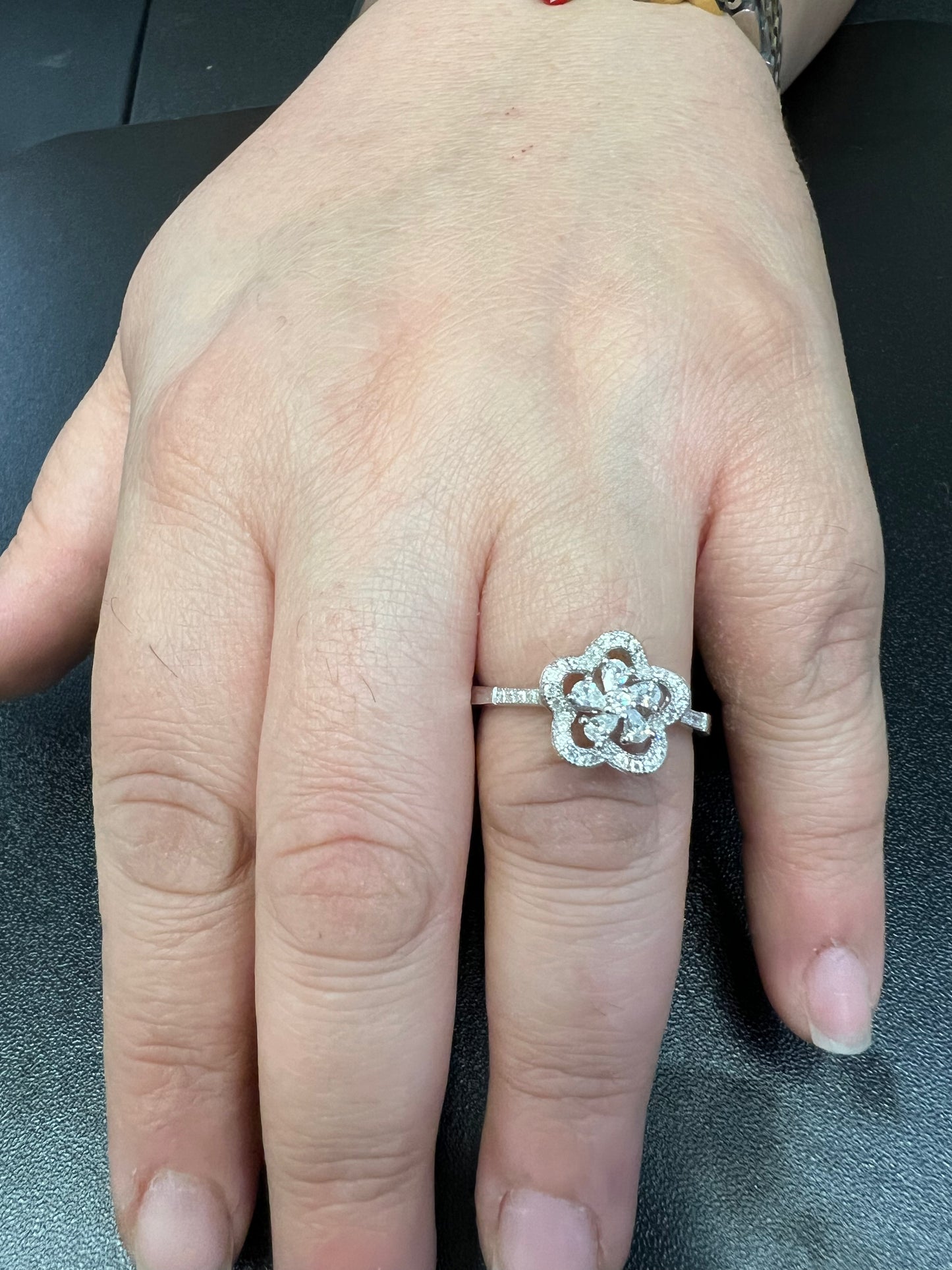 Sterling Silver CZ Abstract Halo Flower Ring | SilverCloseOut