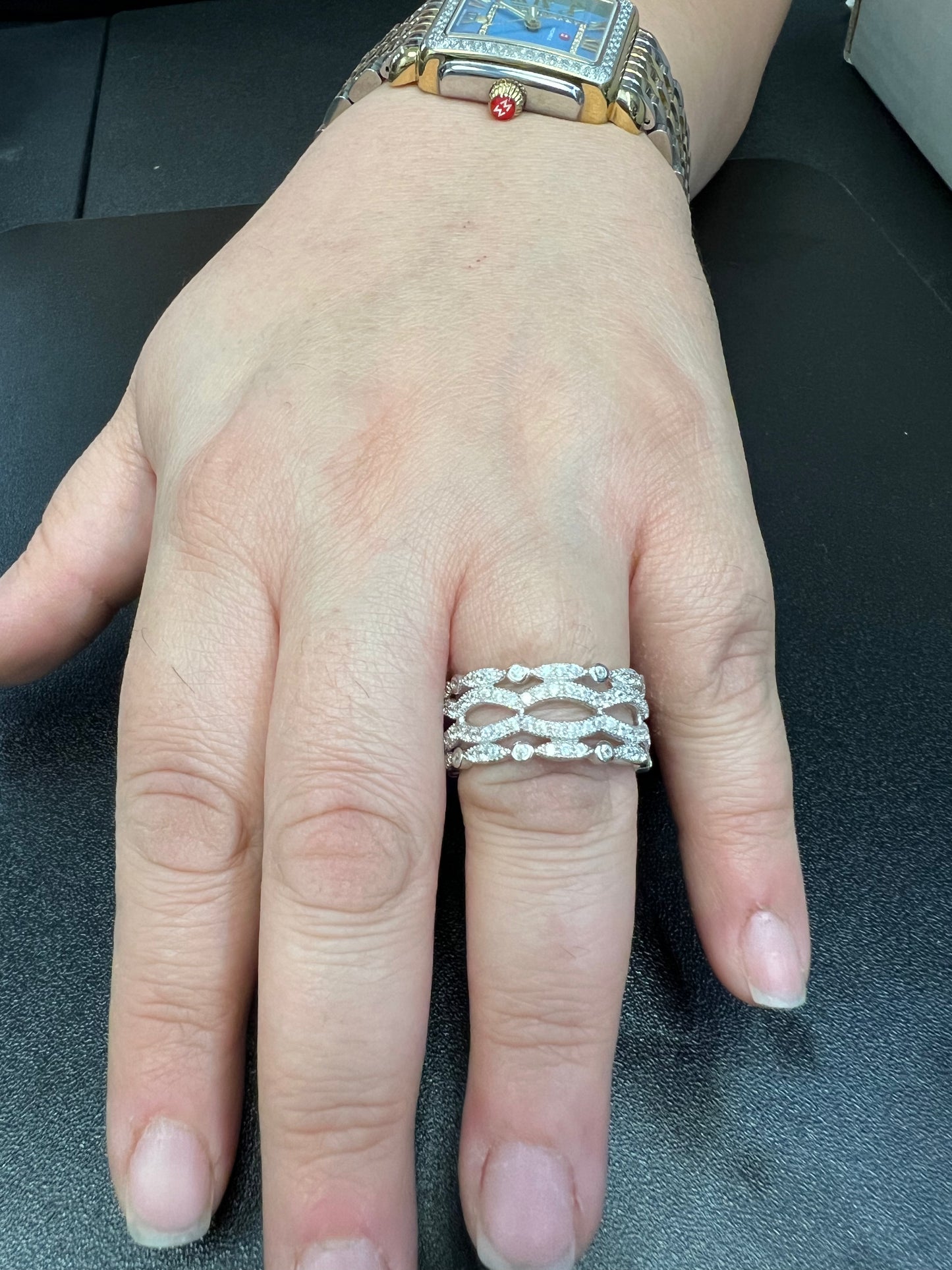 Sterling Silver Simulated Diamond Multi-Row Eternity Ring | SilverCloseOut