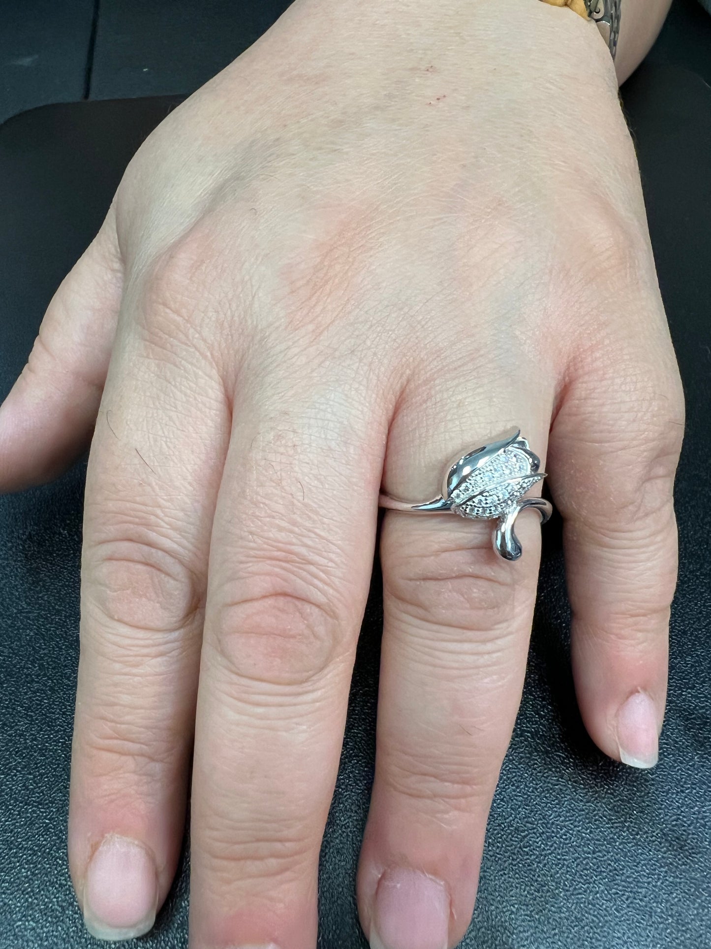 Sterling Silver CZ Tulip Flower Ring | SilverCloseOut