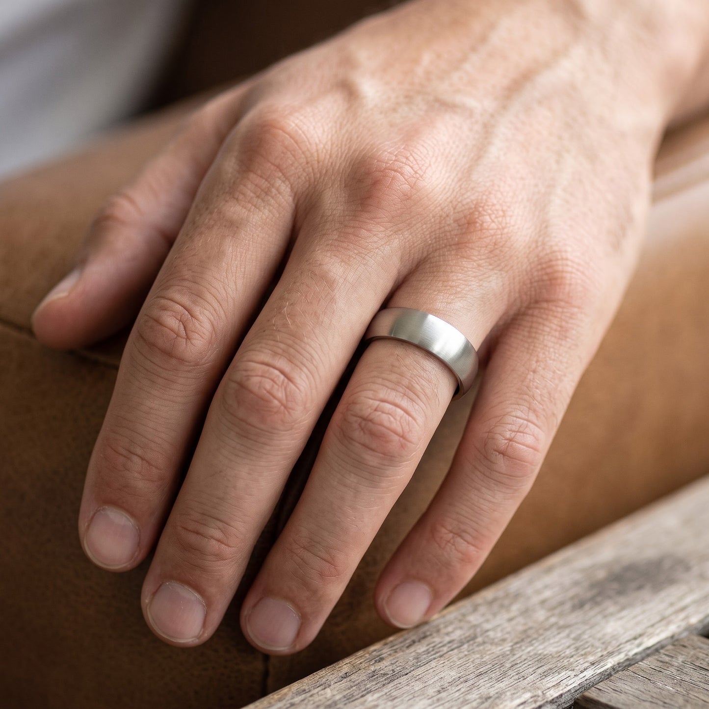 Stainless Steel Men's 6mm Satin Finish Wedding Band Ring, Comfort Fit, Gift for Him view 5
