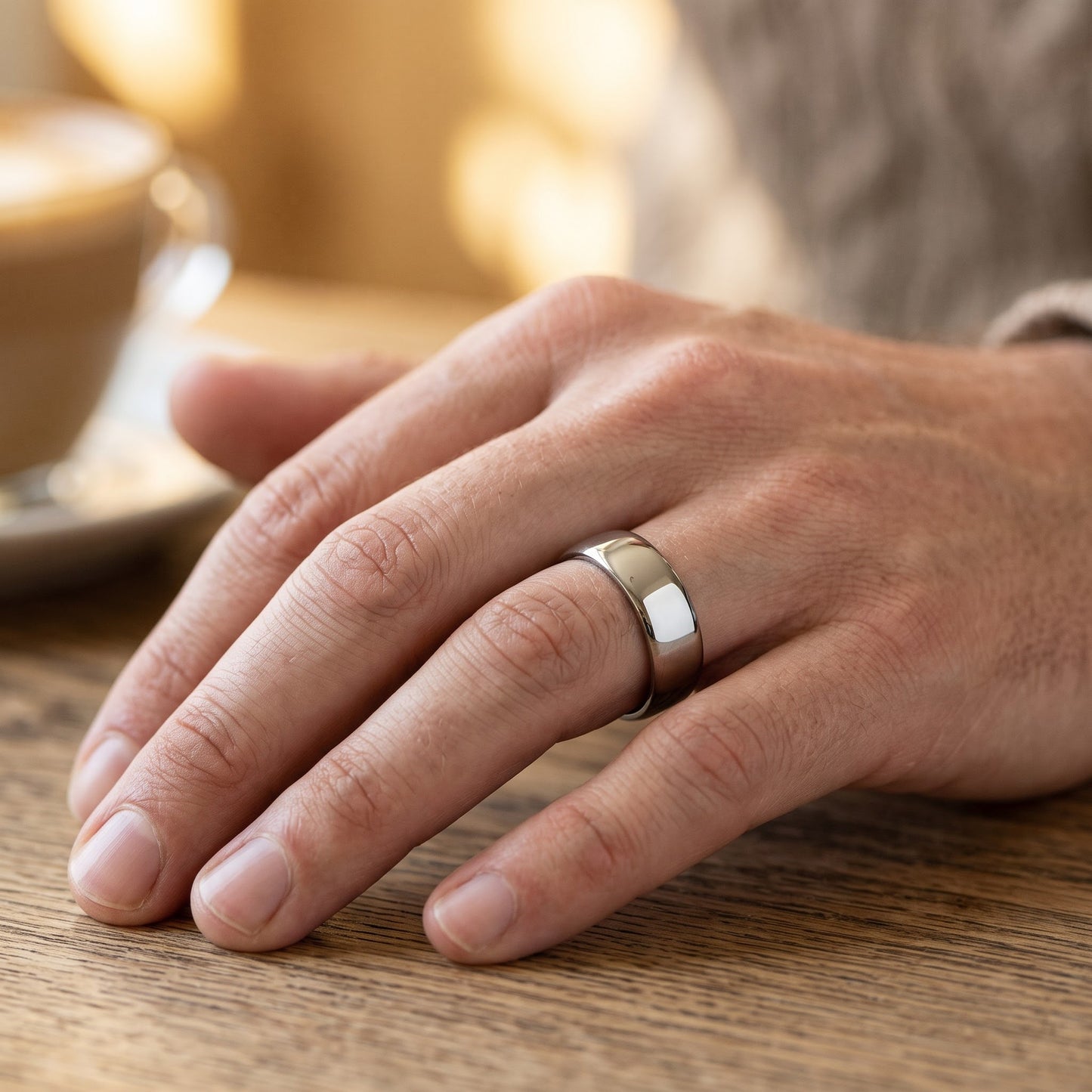 Stainless Steel Men's 8mm Polished Wedding Band Ring, Comfort Fit, Gift for Him view 5