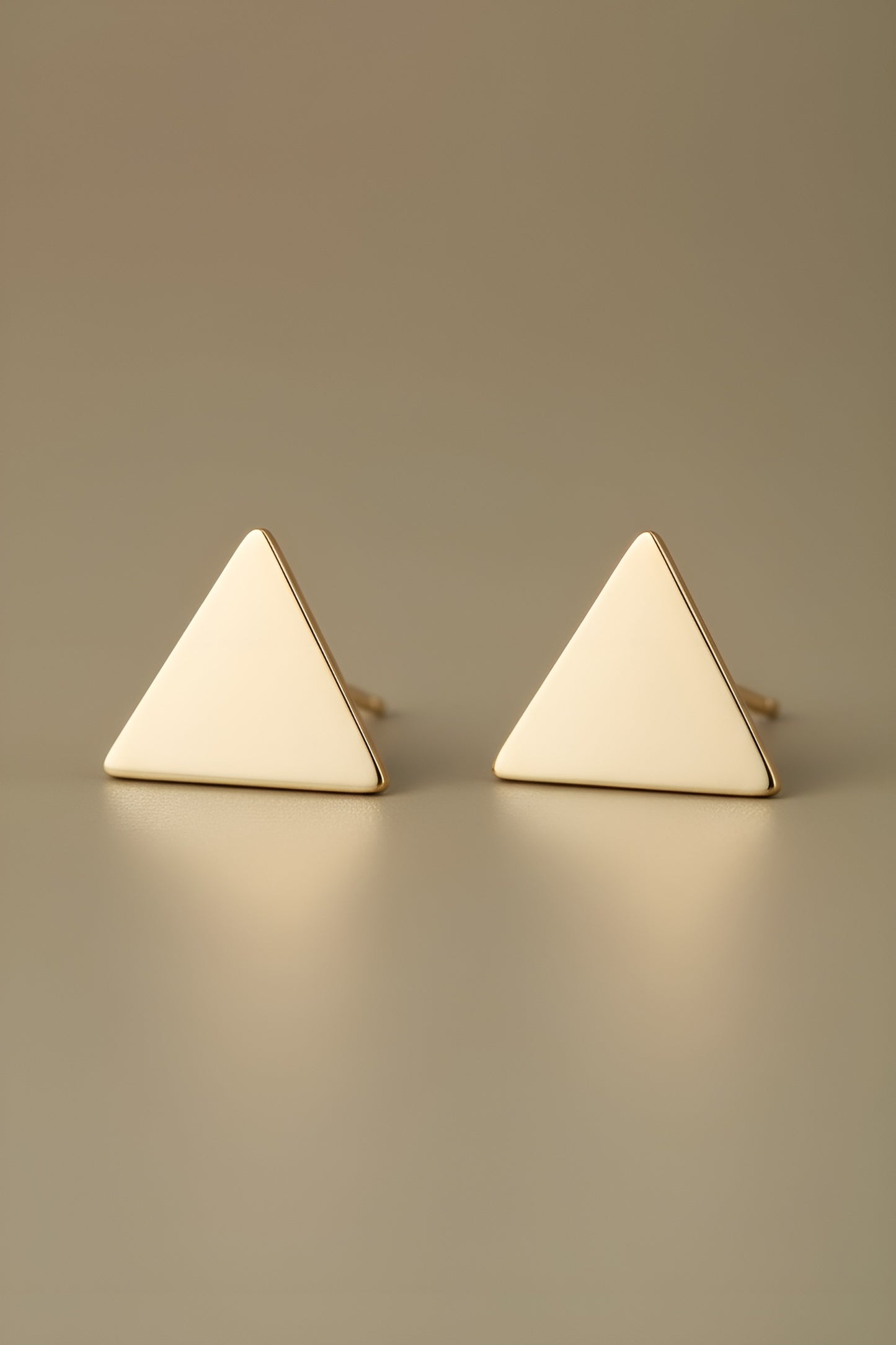 Yellow Gold Plated Sterling Silver Dainty Womens Pyramid Delta Triangle Stud Earrings - Delta Earrings for Women Teens Sisters